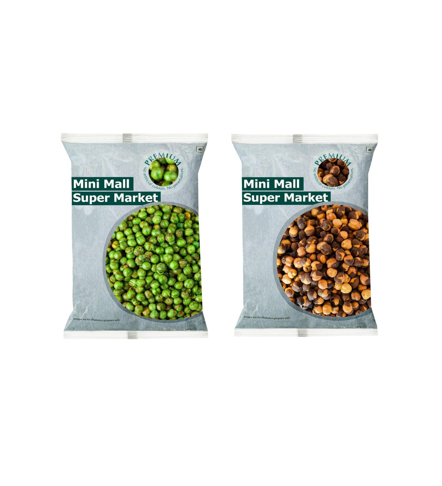 Minimall Super Market Combo Namkeen Pack of Whole 1 Kg Masala Peas + Whole 1 Kg Un Salted Bhuna Chana - Buy Online on GoSupps.com