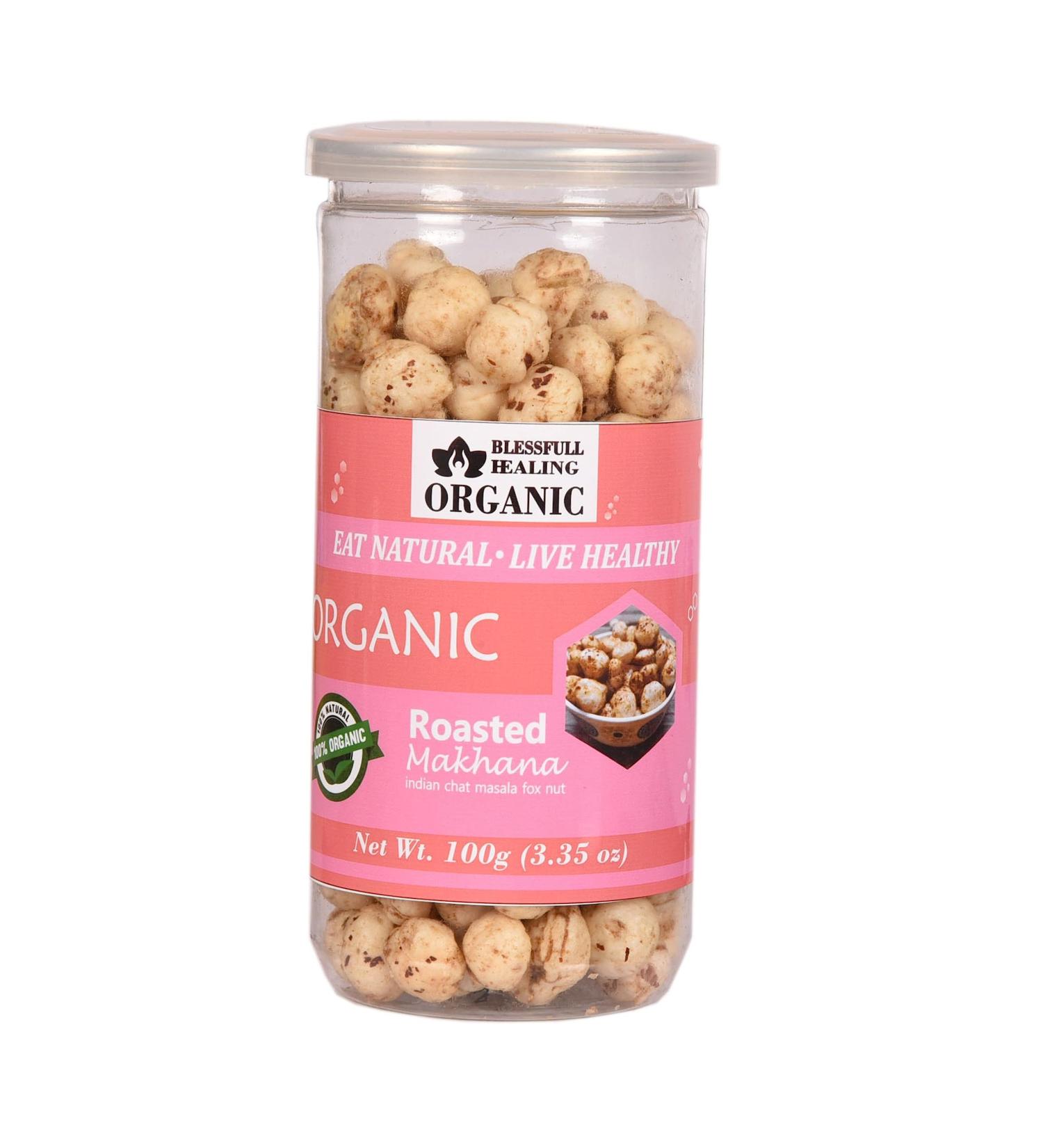 Buy Blessfull Healing Organic Indian Chat Masala Roasted Flavoured Makhana 100g - Best Snack for Health & Flavor - International Shipping Available - Buy Online on GoSupps.com