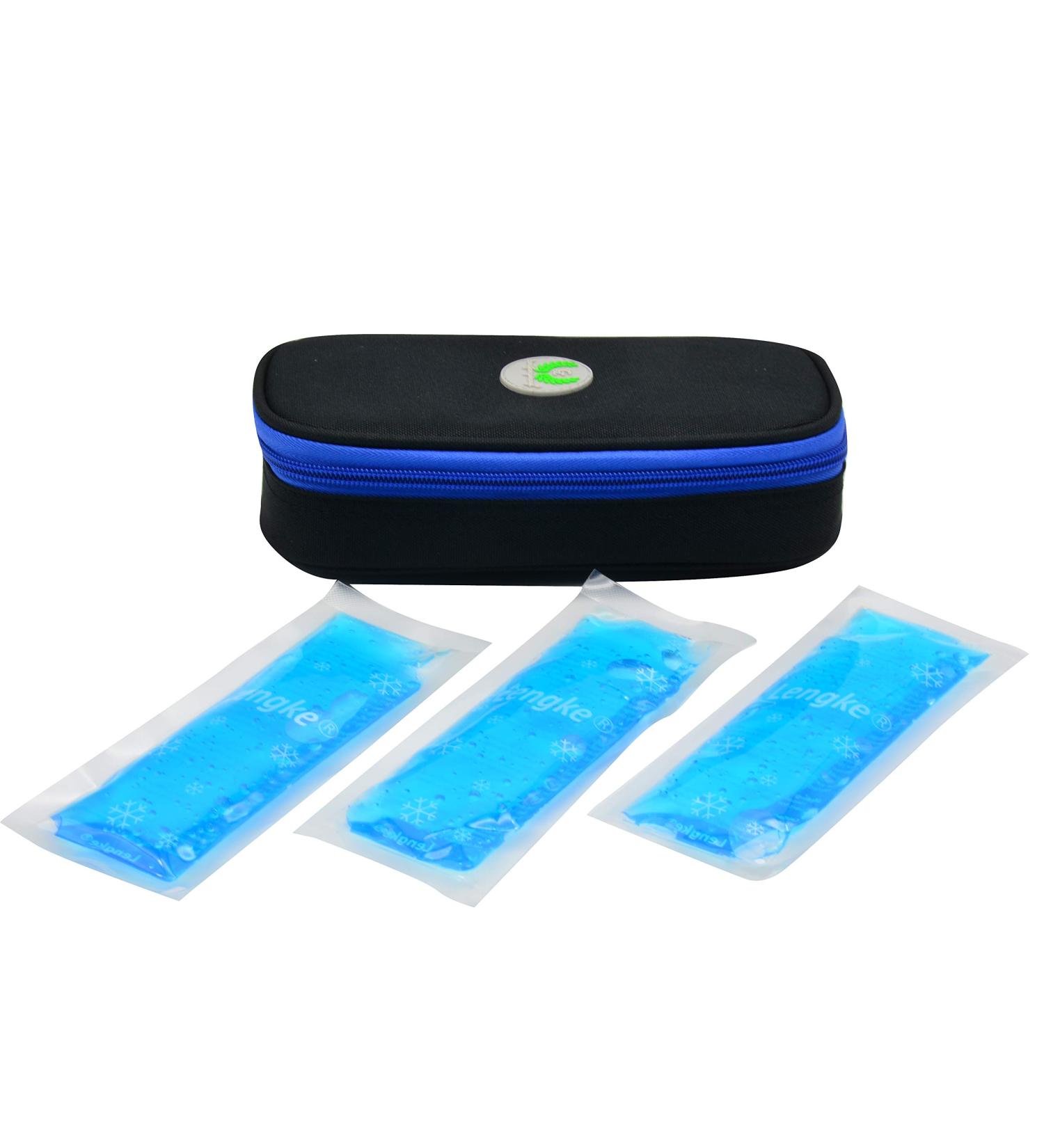 Insulin Cooler Travel Case with Temperature Display | Medication Cooling Bag & 3 Ice Packs | Black - Buy Online on GoSupps.com