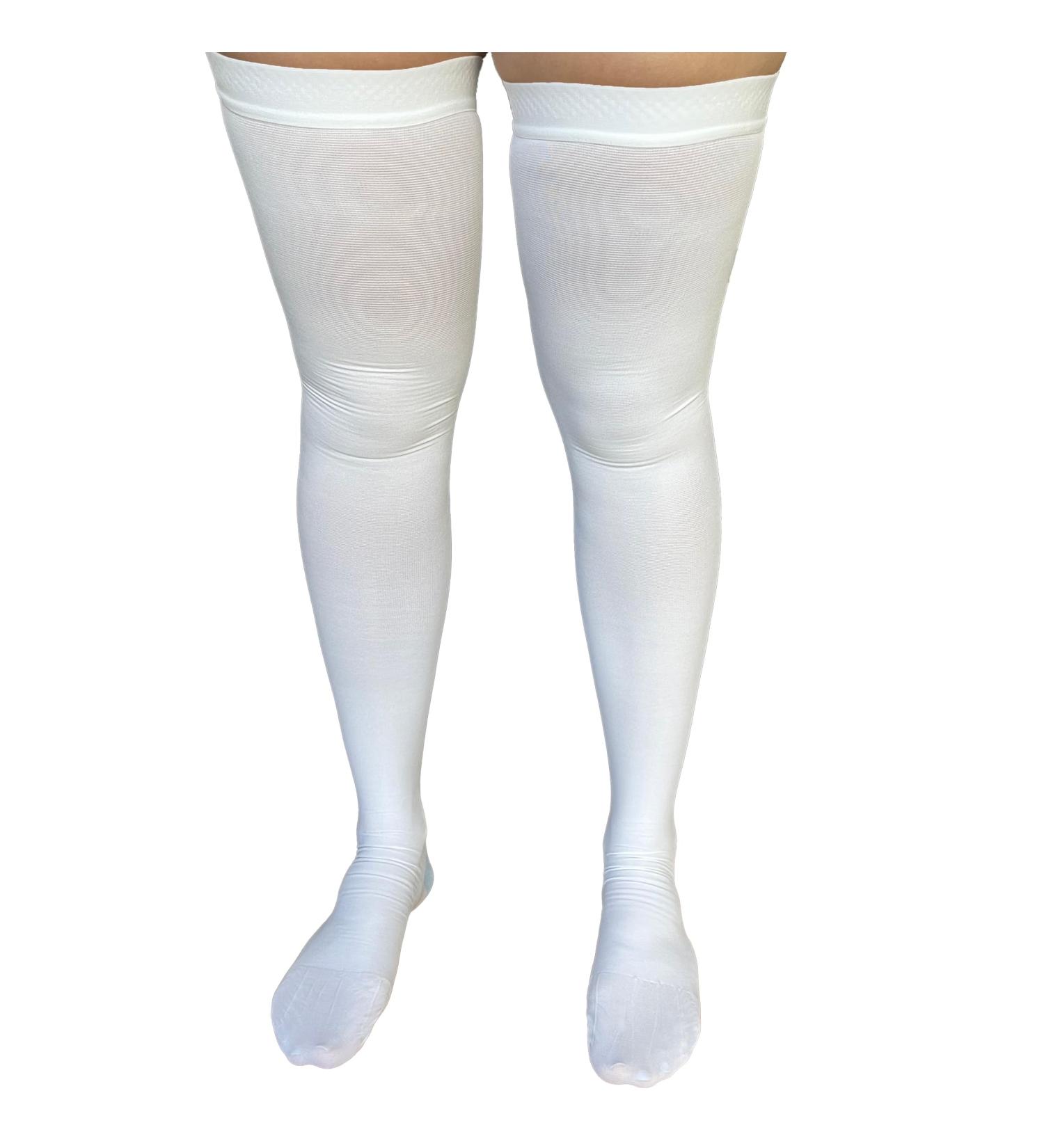 ITA-MED Anti-Embolism Thigh High Compression Stockings - 18 mmHg for Men & Women | Soft Breathable Inspection Toe Hole - Medium White - Buy Online on GoSupps.com