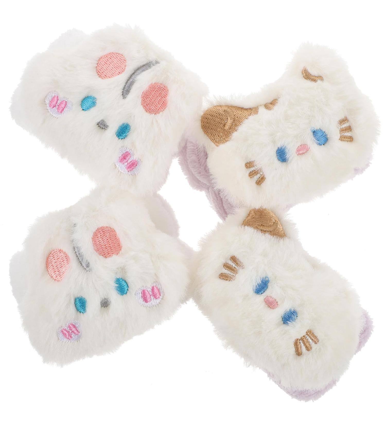 Lot de 4 Bracelets de Lavage de Visage Absorbants en Tissu Imitation Fourrure Anti-humidit et tanches Jusqu au Poignet Couleur Blanc Motifs Chat et Lapin Accessoires - Buy Online on GoSupps.com