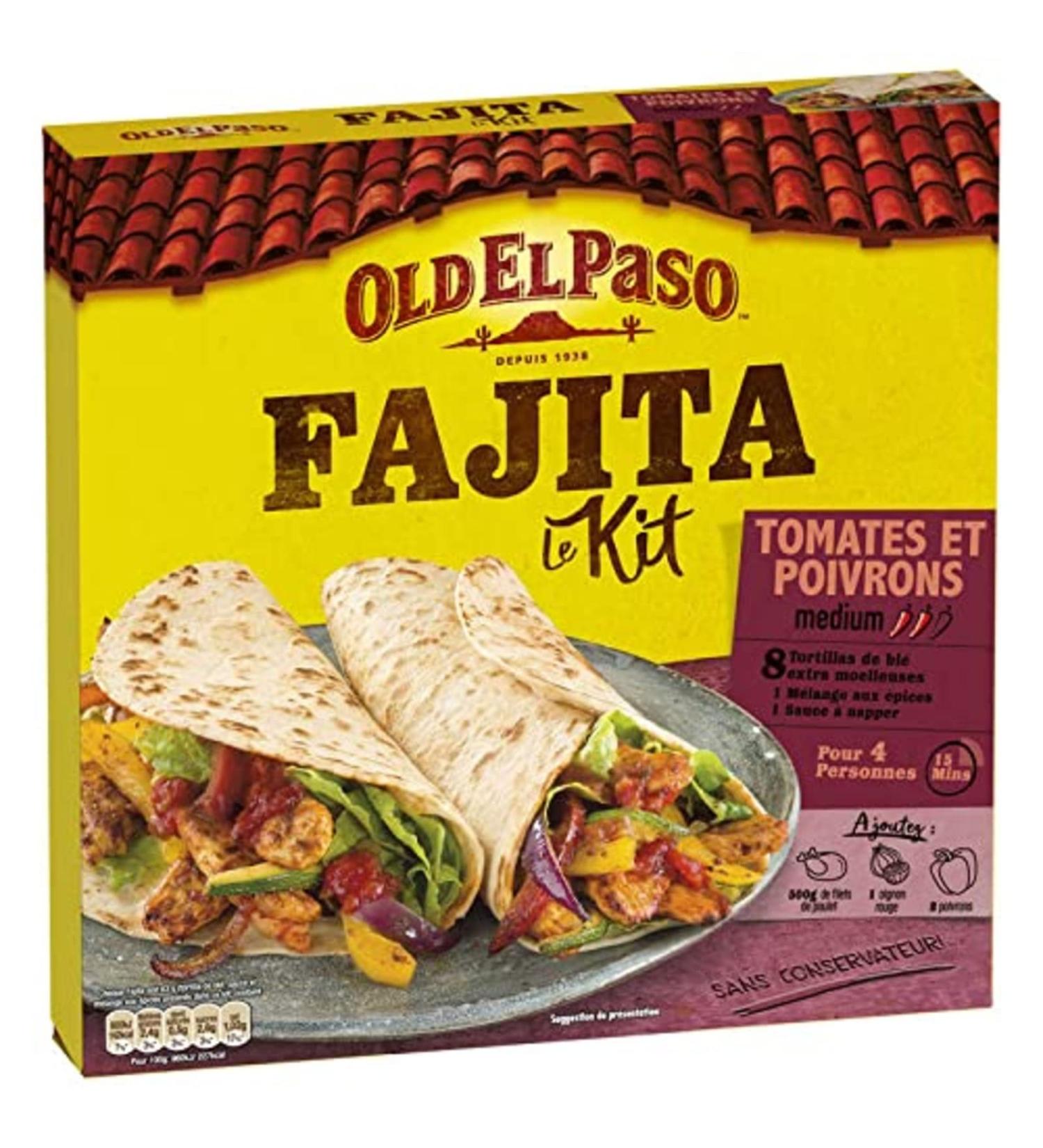 Old El Paso Fajita Kit with Tomatoes and Peppers - 500g Box