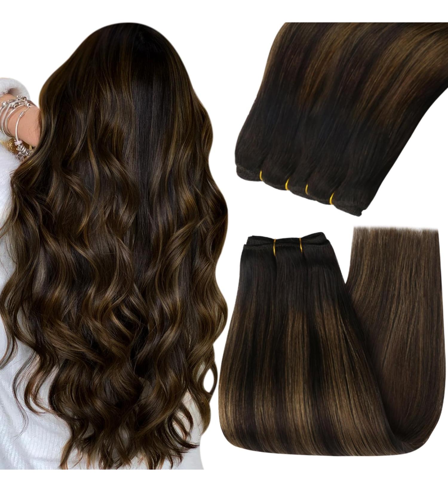Youngsee Ombre Real Hair Tress Extensions - 100g Brown Balayage Weft 55cm #2/2/6 for Smooth Weaving - Buy Online on GoSupps.com