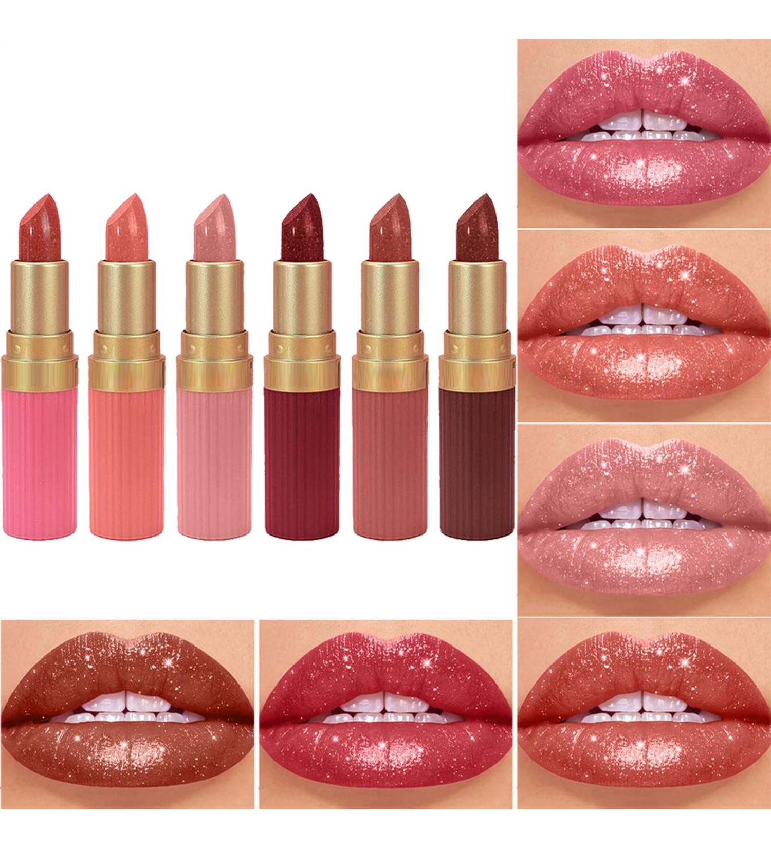  Lunaobrik Small Lipstick Kit 6 Colors Moisturizing Tinted Lip Balm | Waterproof Makeup for Evening Wedding Teen Everyday - Buy Online on GoSupps.com