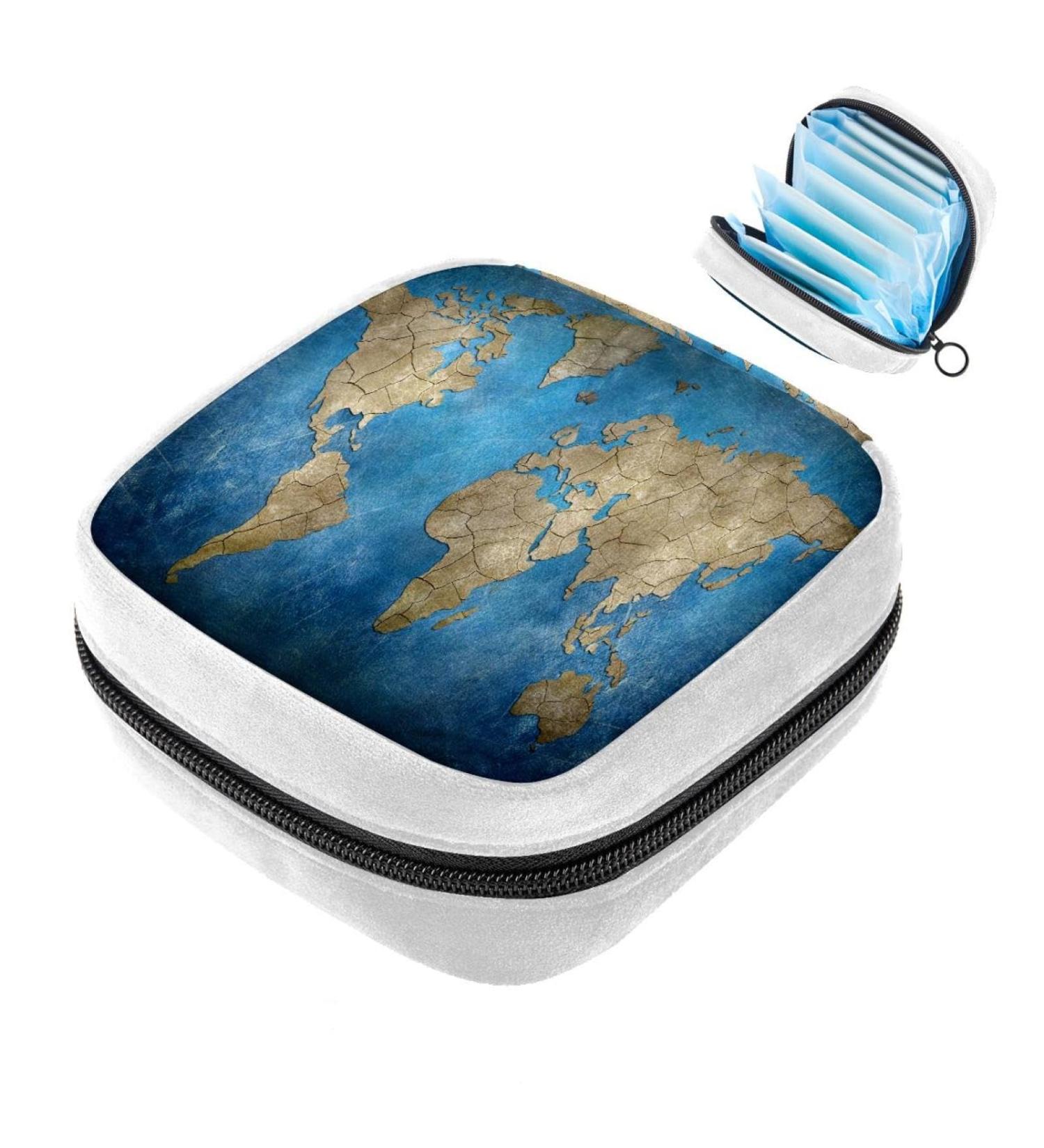 GIAPB Sanitary Napkin Storage Bag | Period Tampon Makeup Pad Pouch - Blue Art Color - Buy Online on GoSupps.com