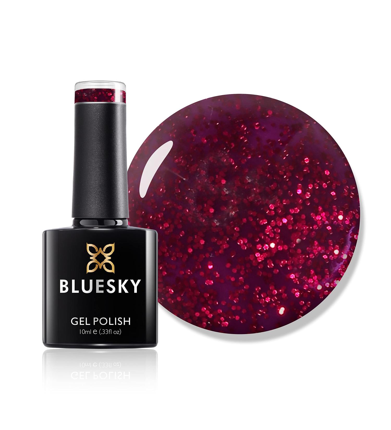 Bluesky Gel Nail Polish Ruby Ritz 80545 Dark Glitter Garnet Red Long Lasting Chip Resistant 10 ml (Requires Drying Under UV LED Lamp) - Buy Online on GoSupps.com
