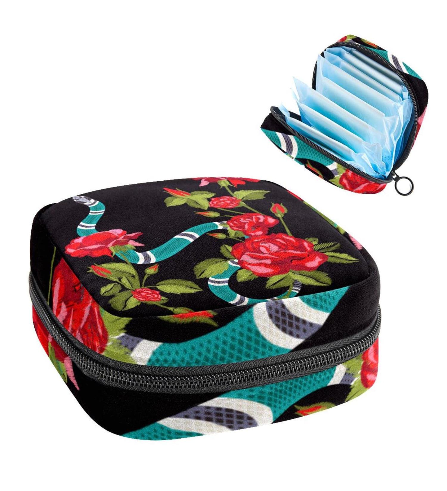 Shop Women's Bonds Storage Pockets: Portable Period Kit in Blue & White Snake Floral Design - Ideal for Girls - Buy Online on GoSupps.com