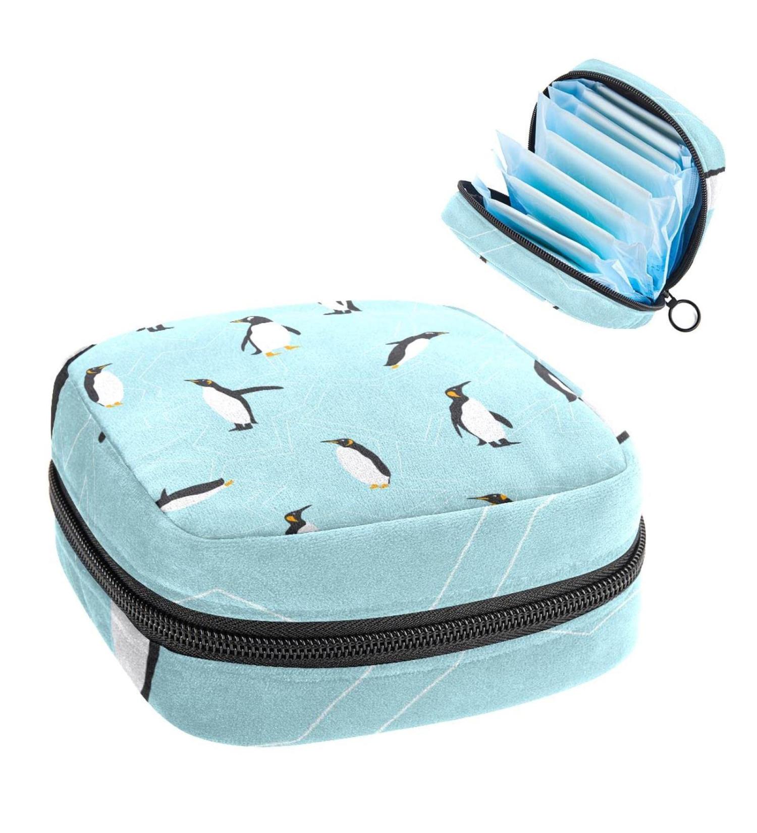 Shop Multicolored Penguin Ladies Napkin Storage Bag - Portable Period Pocket for Women Teenagers & Girls | Menstrual Cups & Breastfeeding Pillow Holder - Buy Online on GoSupps.com