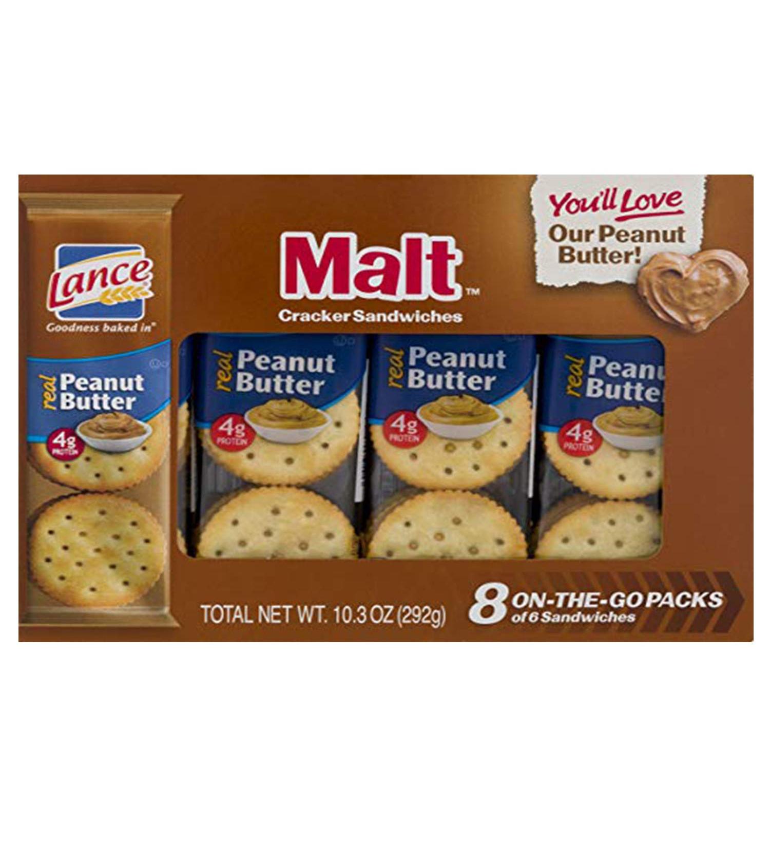 Lance Malt Crackers with Real Peanut Butter - 24 Individual Packs (3 Boxes) - Buy Online on GoSupps.com