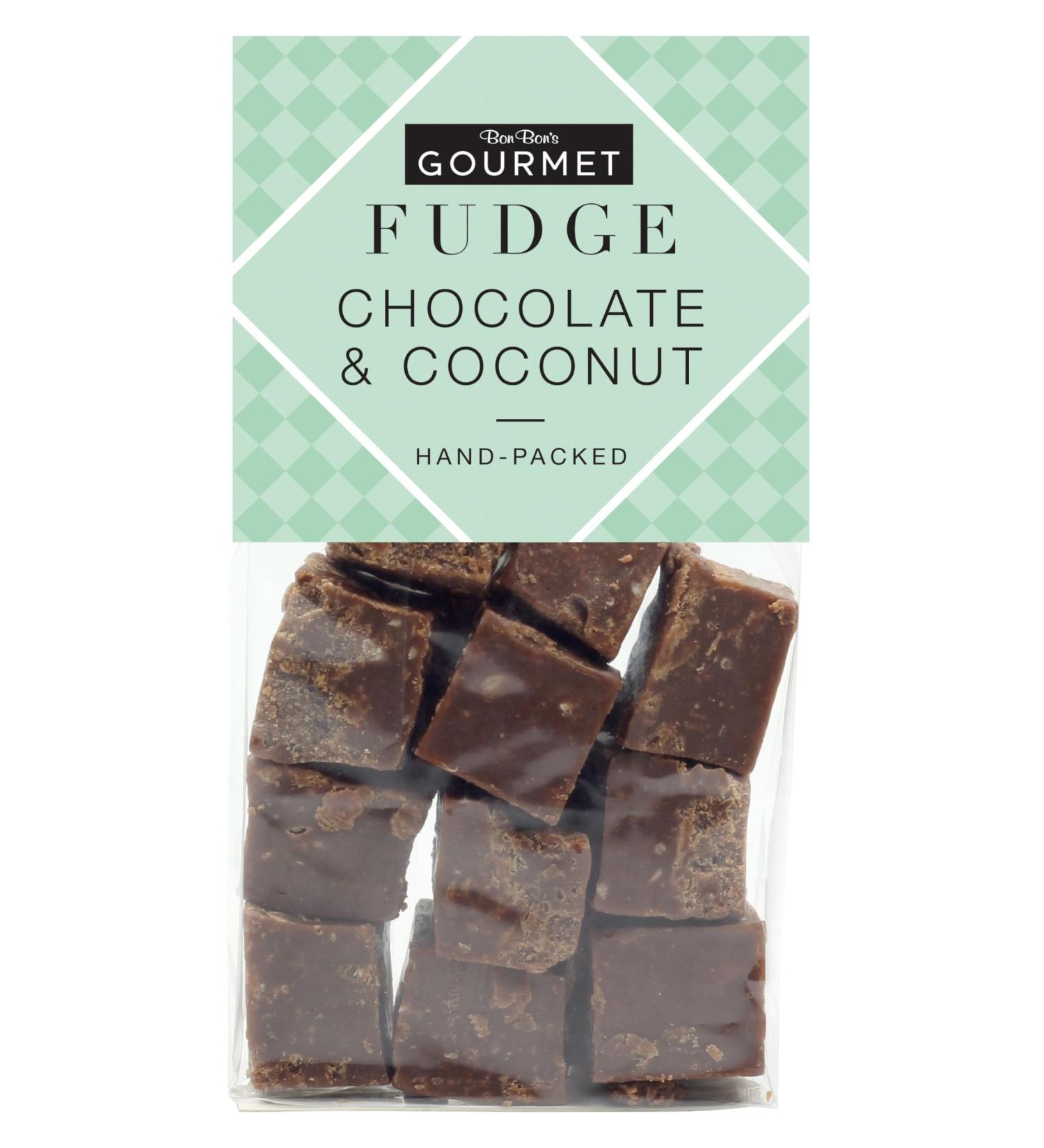 Bon Bon's Gourmet - Chocolate & Coconut Fudge Bag Handmade British Fudge 150g