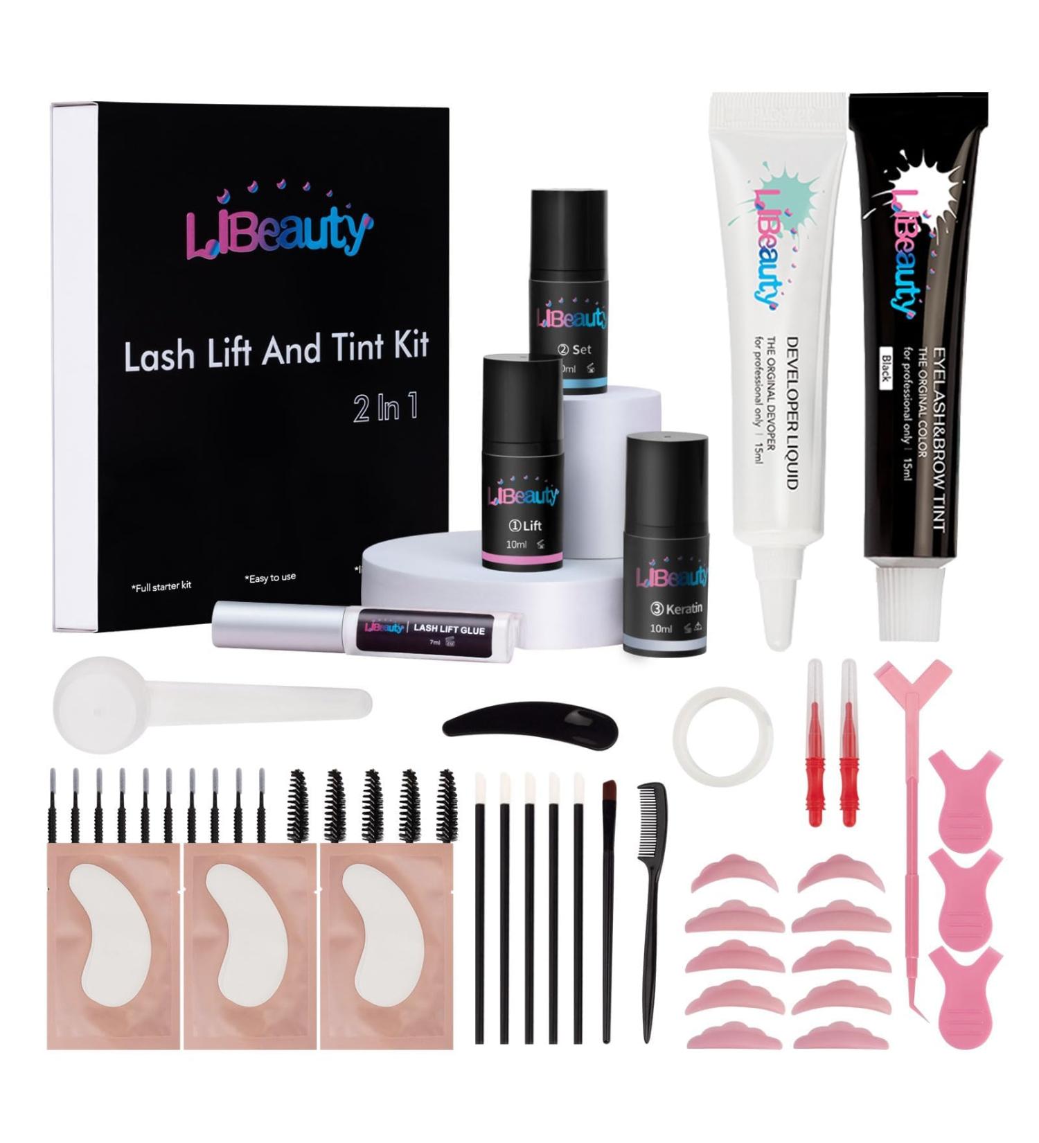 Libeauty Eyelash Lift and Tint Kit Eyelash Perming Kit Eyelash Lift Kit and Tint Large Capacity Fast Perm Suitable for Salon and Home Use - Black - Buy Online on GoSupps.com