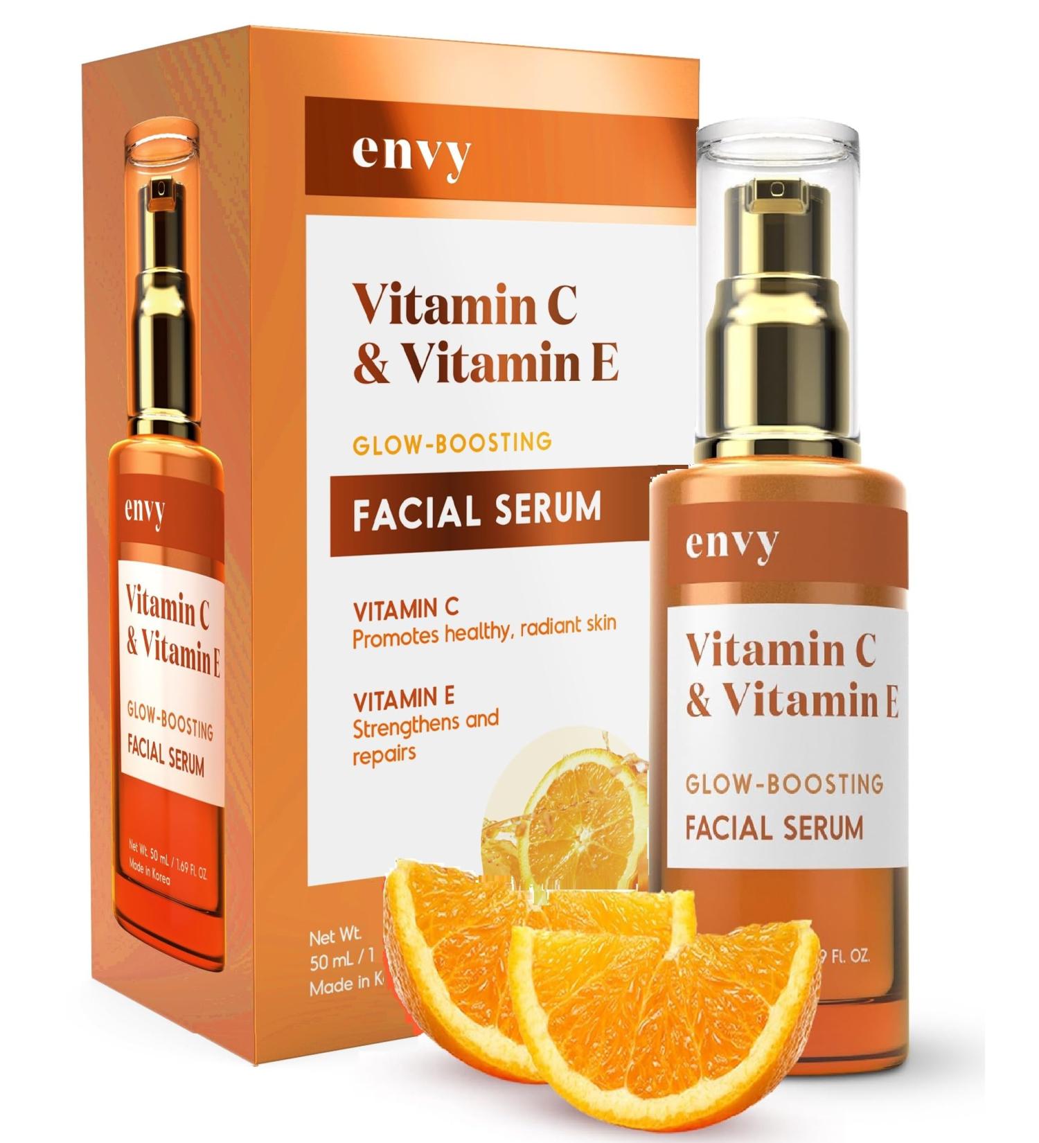 Buy Envy Vitamin C Serum with E & Glycerin | Dermatologist-Tested Korean Skin Care for Dark Spots & Brightening | Anti-Aging & Acne Treatment | Cruelty-Free All Skin Types 1.69 Fl Oz - Buy Online on GoSupps.com