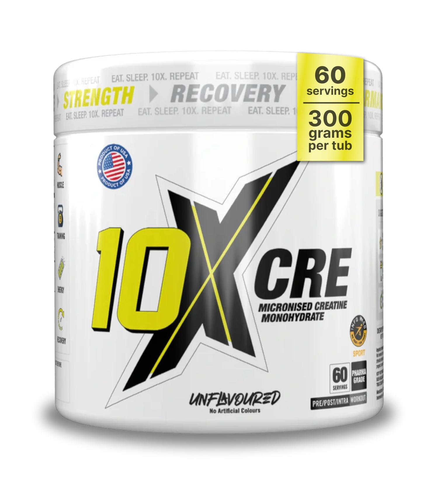 10X Athletic Creatine Unflavored 300g 60 servings - Buy Online on GoSupps.com