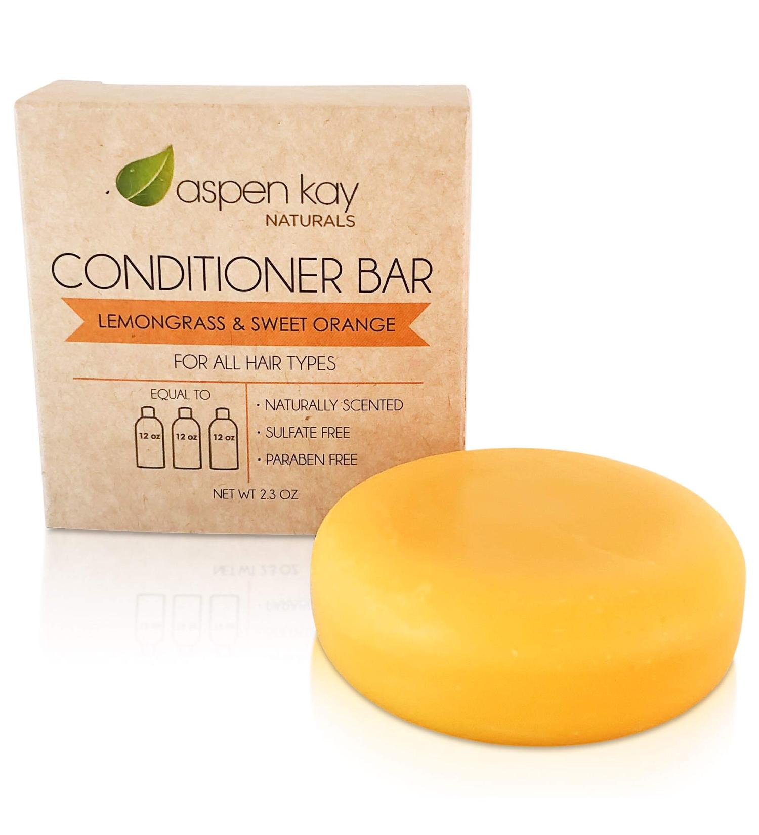 Organic Solid Conditioner Bar for All Hair Types - Sulfate-Free, Cruelty-Free & Vegan - 2.3 oz (Lemongrass & Sweet Orange) - Buy Online on GoSupps.com
