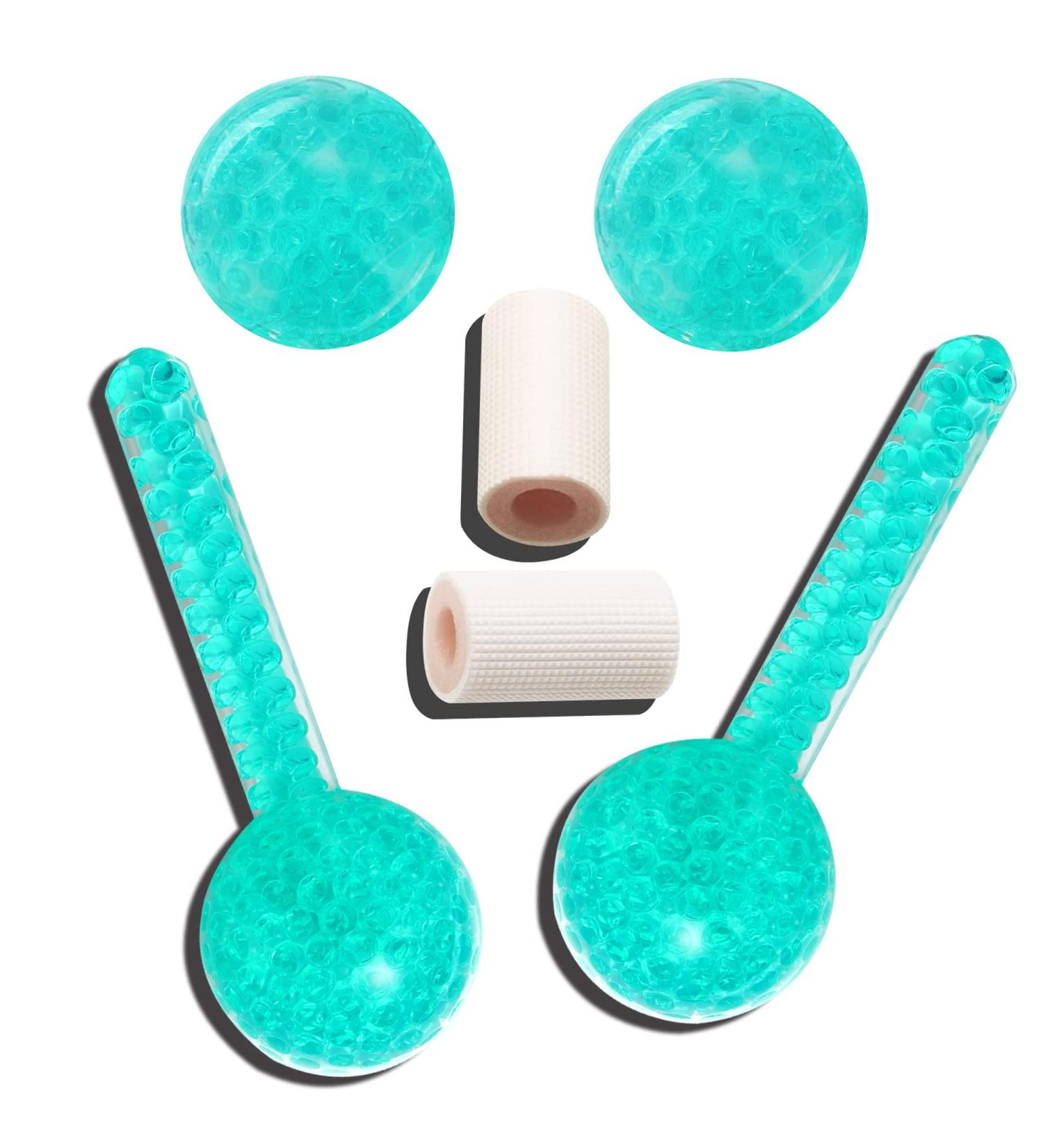 Green Ice Globes Set for Facial Cooling - Reduce Puffiness, Dark Circles & Tighten Skin - Eye & Neck Cold Glass Roller Ball for Cryotherapy Sticks - Enhance Circulation - Buy Online on GoSupps.com