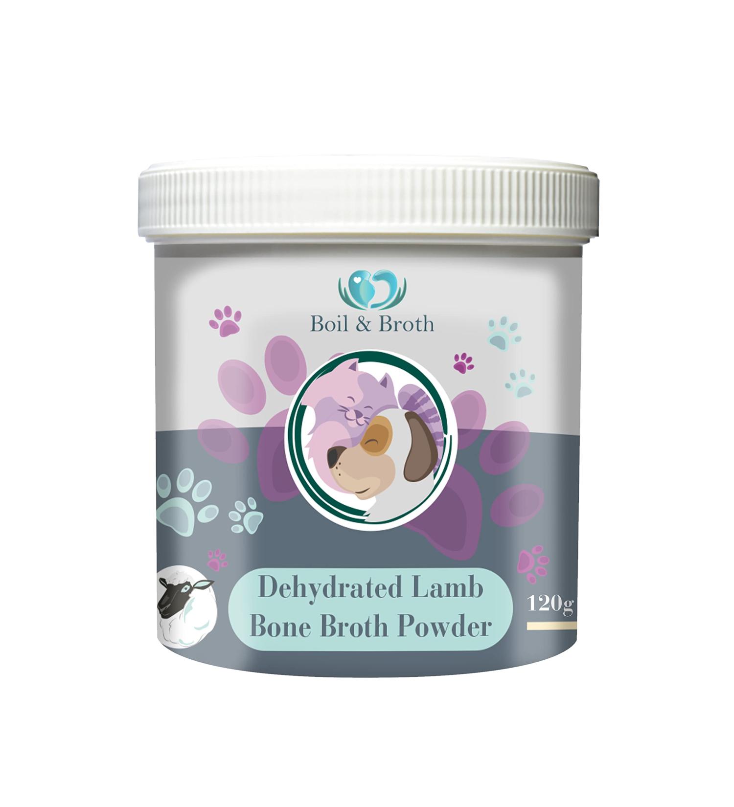 Boil & Broth Lamb Broth Powder for Dogs | 100% Pure Protein | 72 Servings | Type I Collagen - Dehydrated Bone Broth Powder Supplement for Hips and Joints | 120g Pack - Buy Online on GoSupps.com