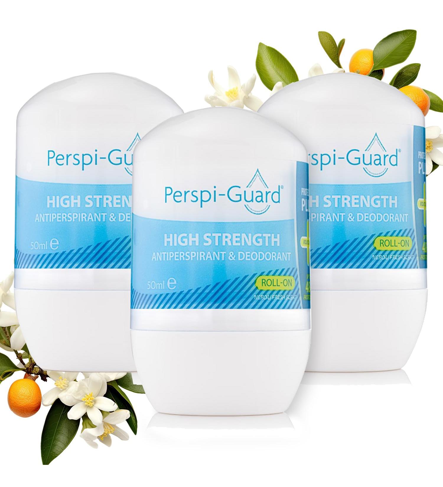 Perspi-Guard Strong Antiperspirant and Roll-On Deodorant with Neroli 48-Hour Scented Deodorant for Men and Women to Prevent Sweating and Odours w/Aloe Vera and Kojic Acid - Triple Pack - Buy Online on GoSupps.com