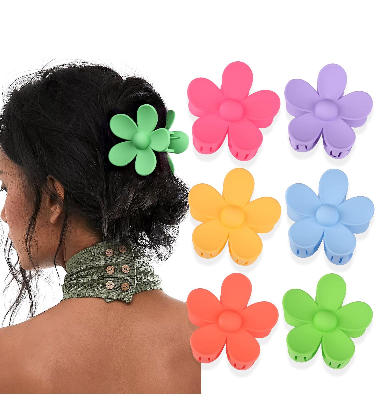 KICOSY 6 PCS Non Slip Daisy Flower Hair Claw Clips for Thick Hair - Strong Hold Matte Hair Clamps for Girls - Cute Summer Hair Accessories - Buy Online on GoSupps.com