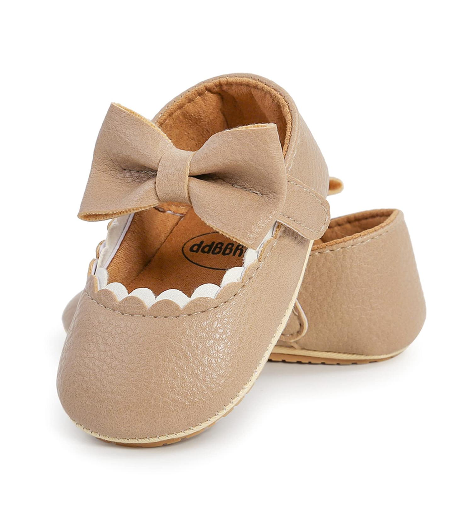 RVROVIC Baby Girl Moccasins | Princess Mary Jane Flat Shoes 12-18 Months | Beige Toddler Shoes - Buy Online on GoSupps.com