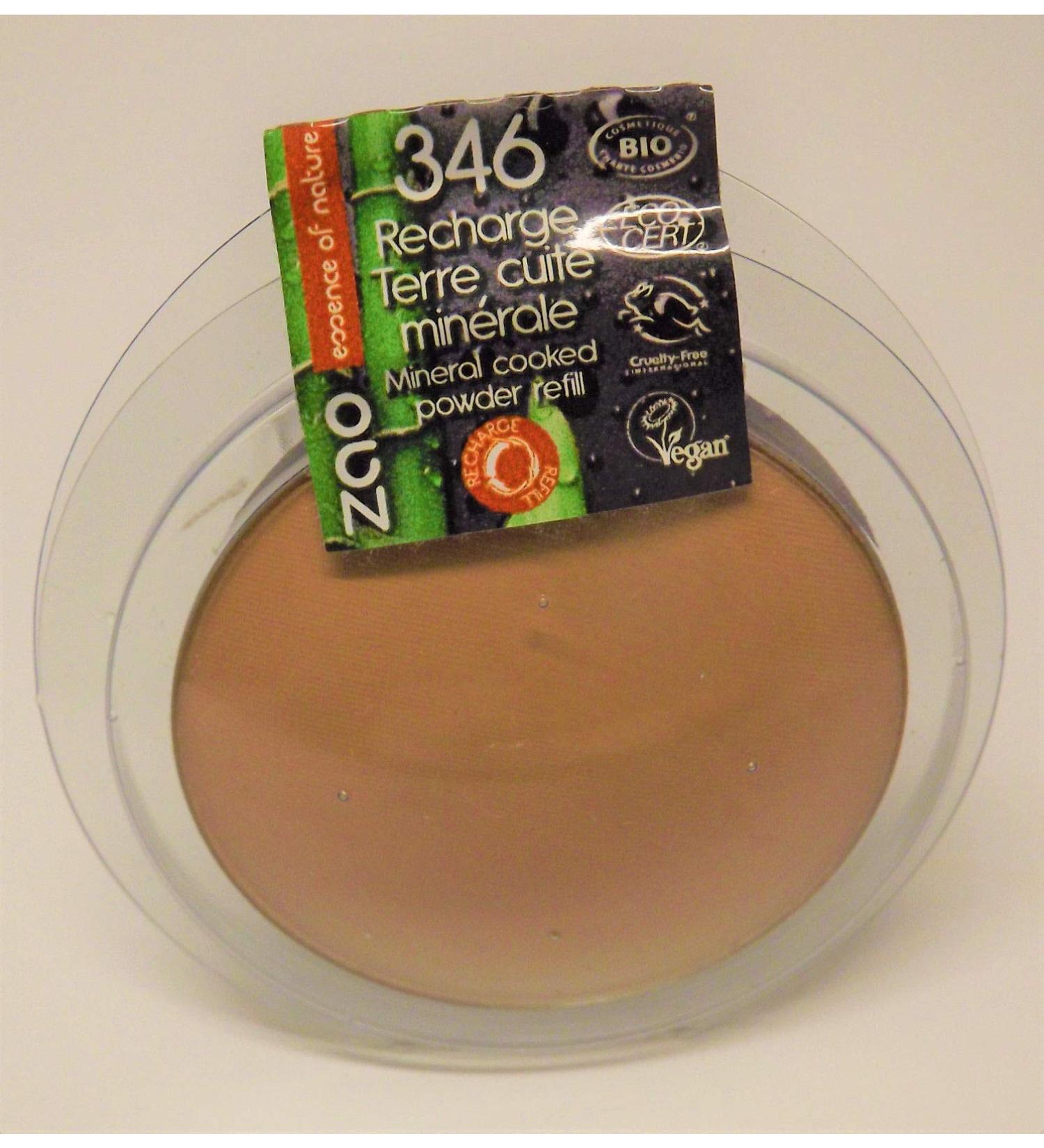 Zao Refill Mineral Cooked Powder 346 Beige-Apricot Follow-up bronz browning powder matt without bamboo box (organic vegan natural cosmetics) 111346