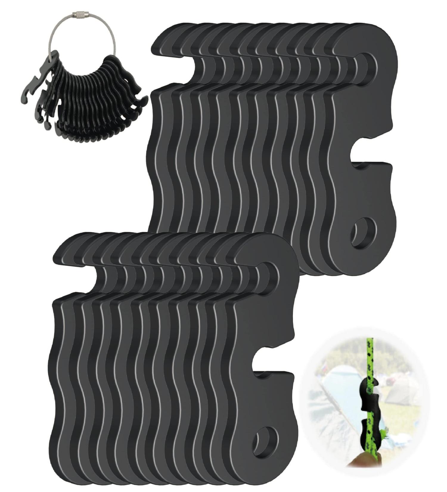 NACETURE Aluminum Alloy Rope Tensioner (20 Pack) - Camping Tent Guyline Cord Adjusters for Hiking, Backpacking, and Ultralight Tent Stakes - Black - Buy Online on GoSupps.com