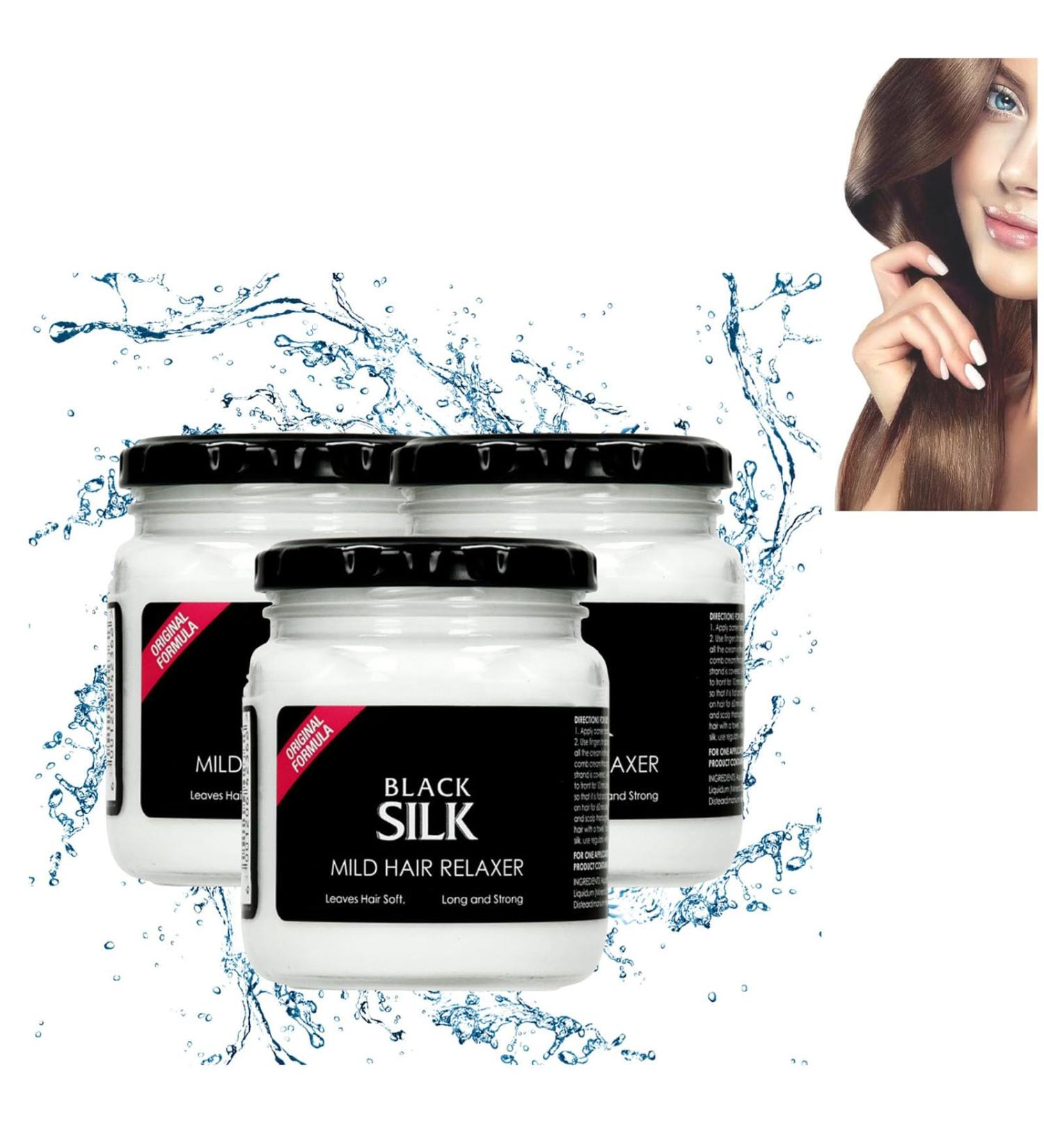 Black Silk Mild Hair Relaxer Black Silk Hair Relaxer Black Silk Hair Relaxer Mild Natural Black Silk Mild Hair Relaxer Hair Straightening Protector & Detangler Leaves Hair Soft Relax (3pcs) - Buy Online on GoSupps.com