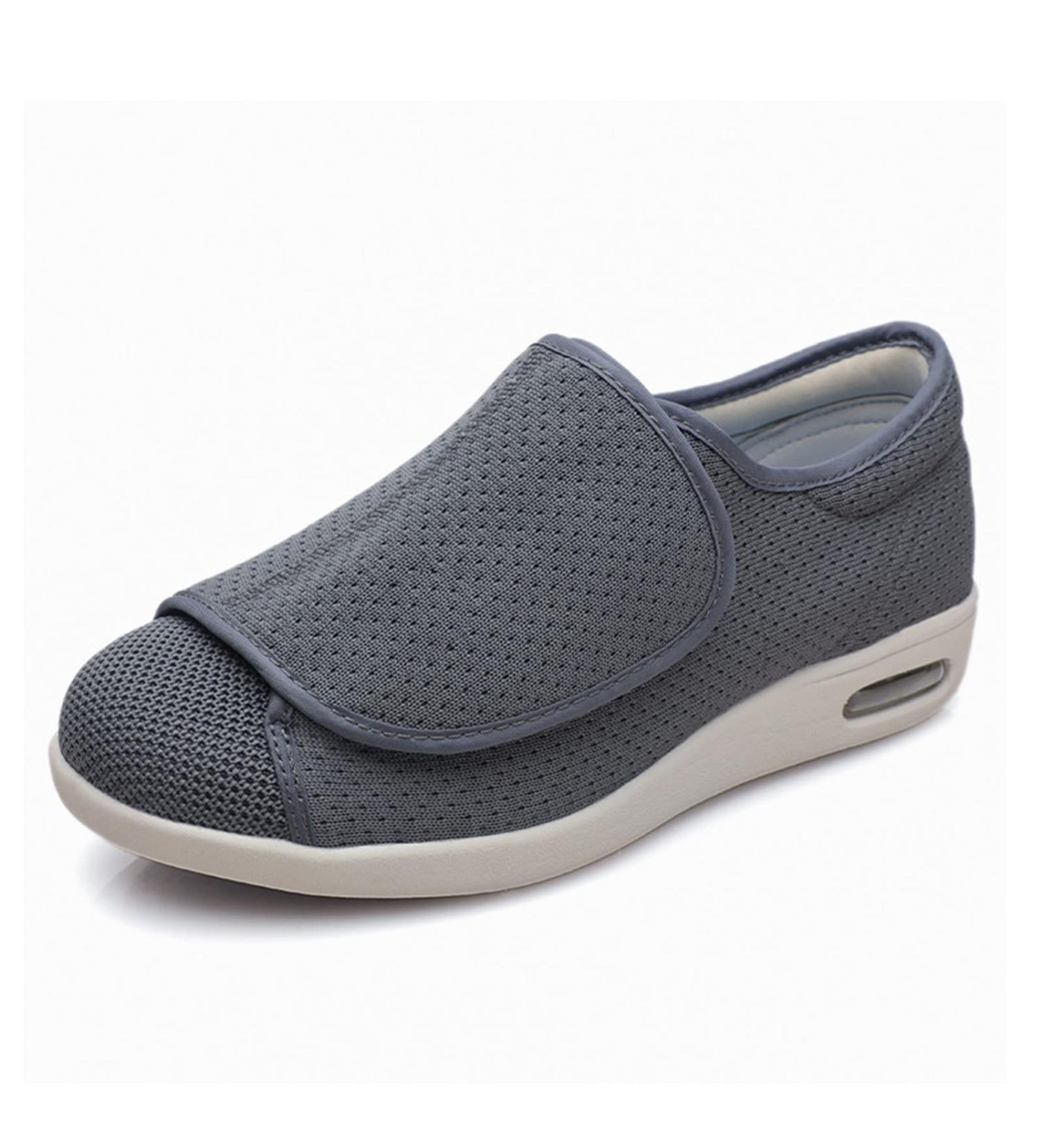 Adjustable Men's Diabetic Slippers - Wide Air Cushion Lightweight Walking Shoes in Dark Grey - Comfortable Orthopedic Footwear for Arthritis & Swollen Feet - Buy Online on GoSupps.com