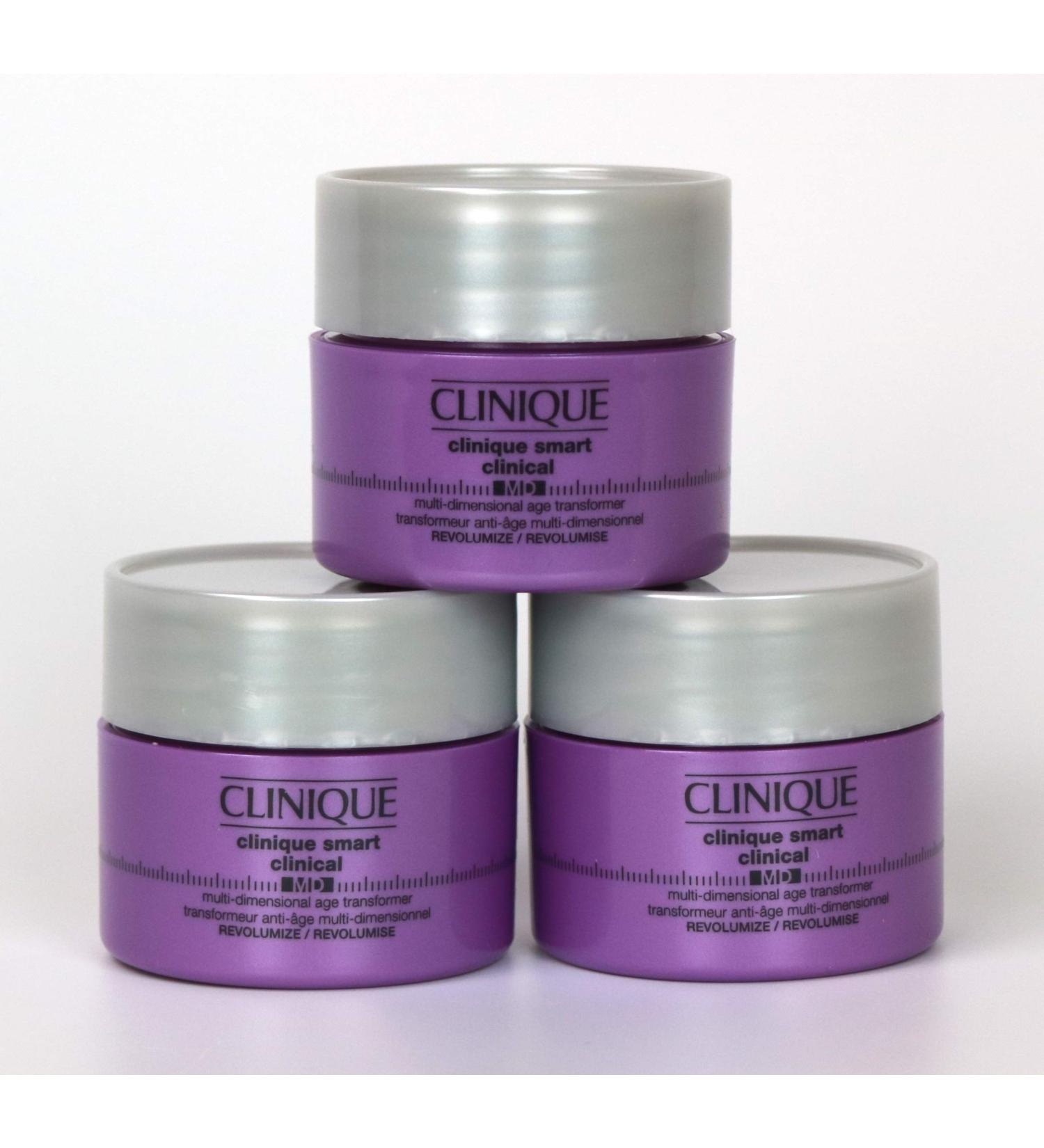 Pakc of 3 x Clinique Smart Clinical MD Multi-Dimensional Age Transformer Anti-Age Revolumize 0.5 oz each Unboxed