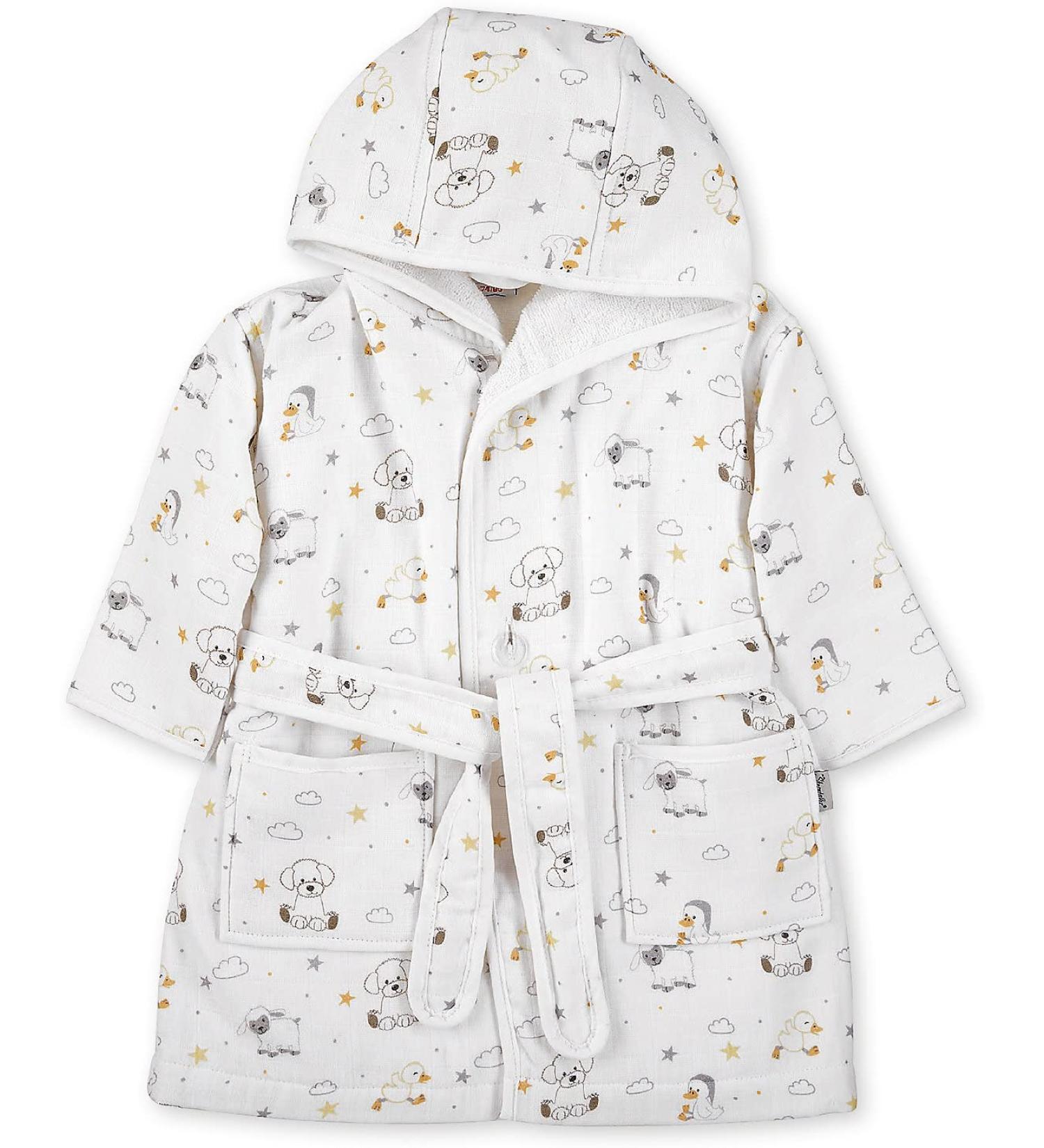 Sterntaler Unisex Baby Bathrobe Muslin Terry Hanno Edda Grey 92