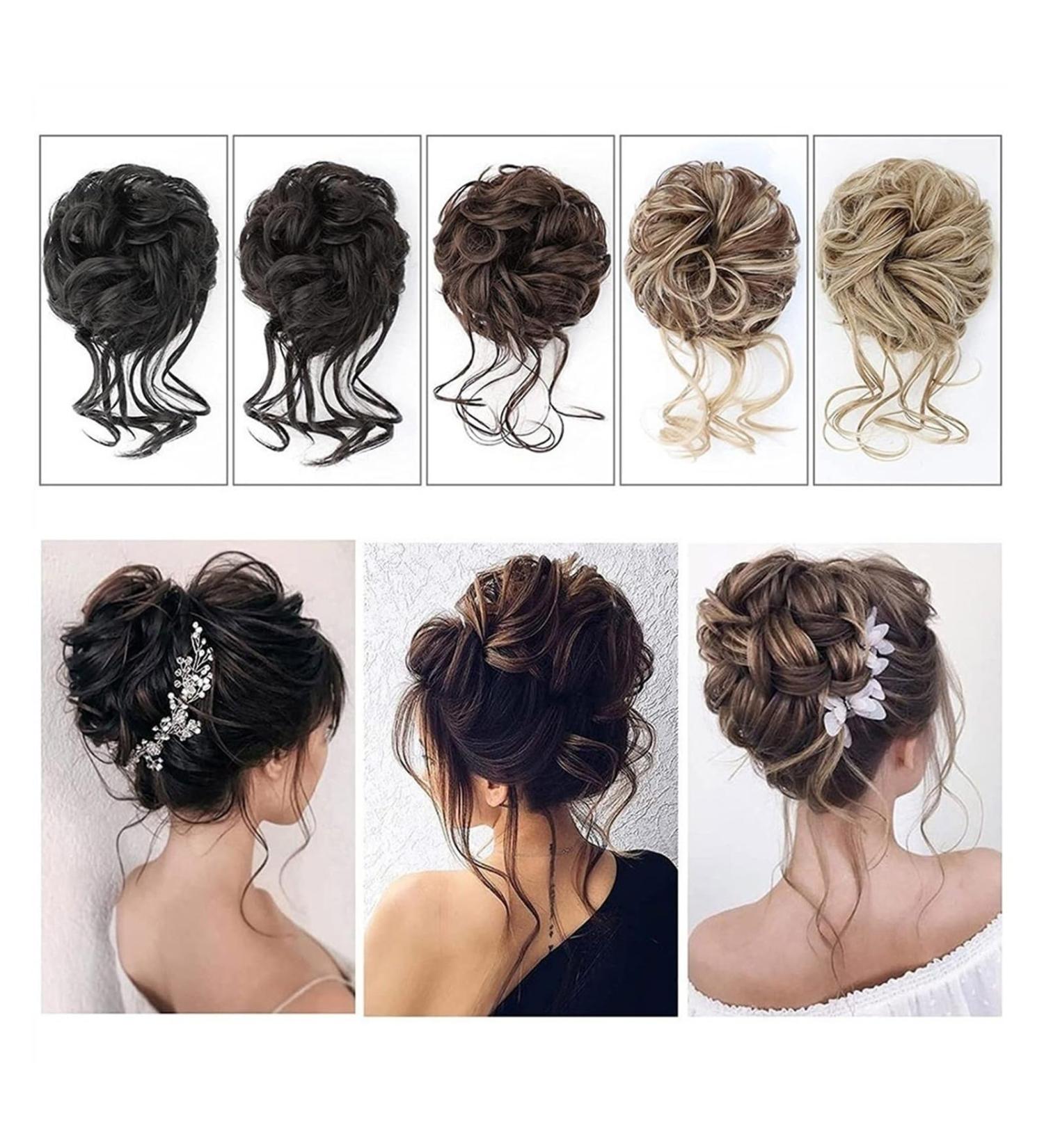 Hair Bun Hairpiece for Women Synthetic Messy Bun Hair Piece Tousled Updo Hair Buns Extension Elastic Band Curly Chignon Scrunchie Ponytail Extension for Women Hair Chignons(AM41-2) - Buy Online on GoSupps.com