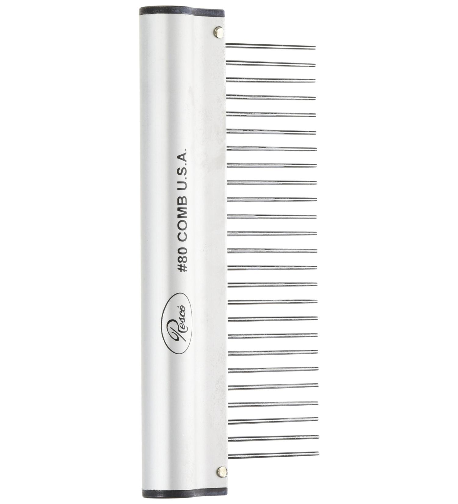 Resco USA-Made Coarse Ergonomic Comb for Dog, Horse & Cat Grooming | Brushed Aluminum Finish - Buy Online on GoSupps.com