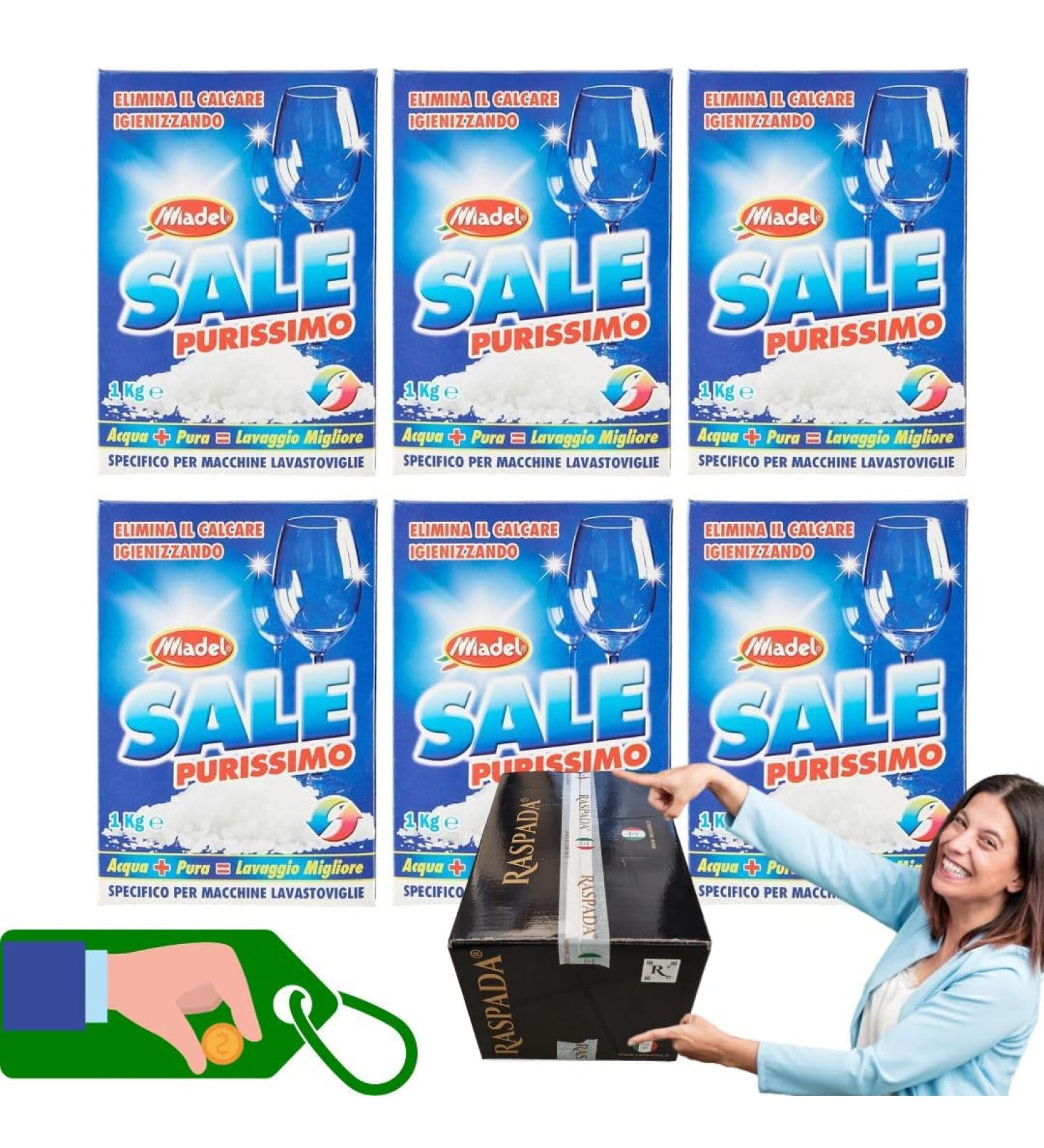 Pacchi Convenienza Pure Salt Granular Salt Eliminates Limescale by Sanitizing Specific for Dishwasher Machines 1 kg Powder Fragrance Free (Pack of 6) - Buy Online on GoSupps.com