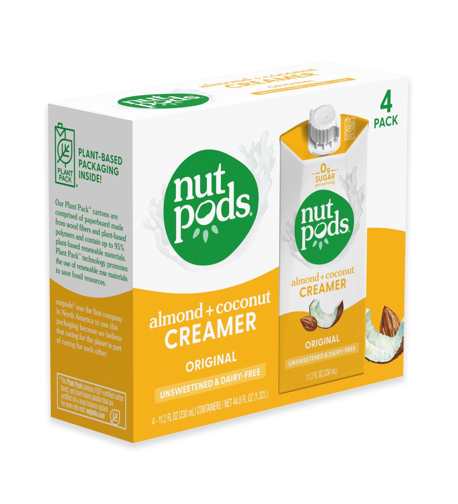 nutpods Original Unsweetened Dairy-Free Creamer 4-Pack | Almond & Coconut | Whole30, Vegan, Non-GMO, Gluten-Free - Buy Online on GoSupps.com