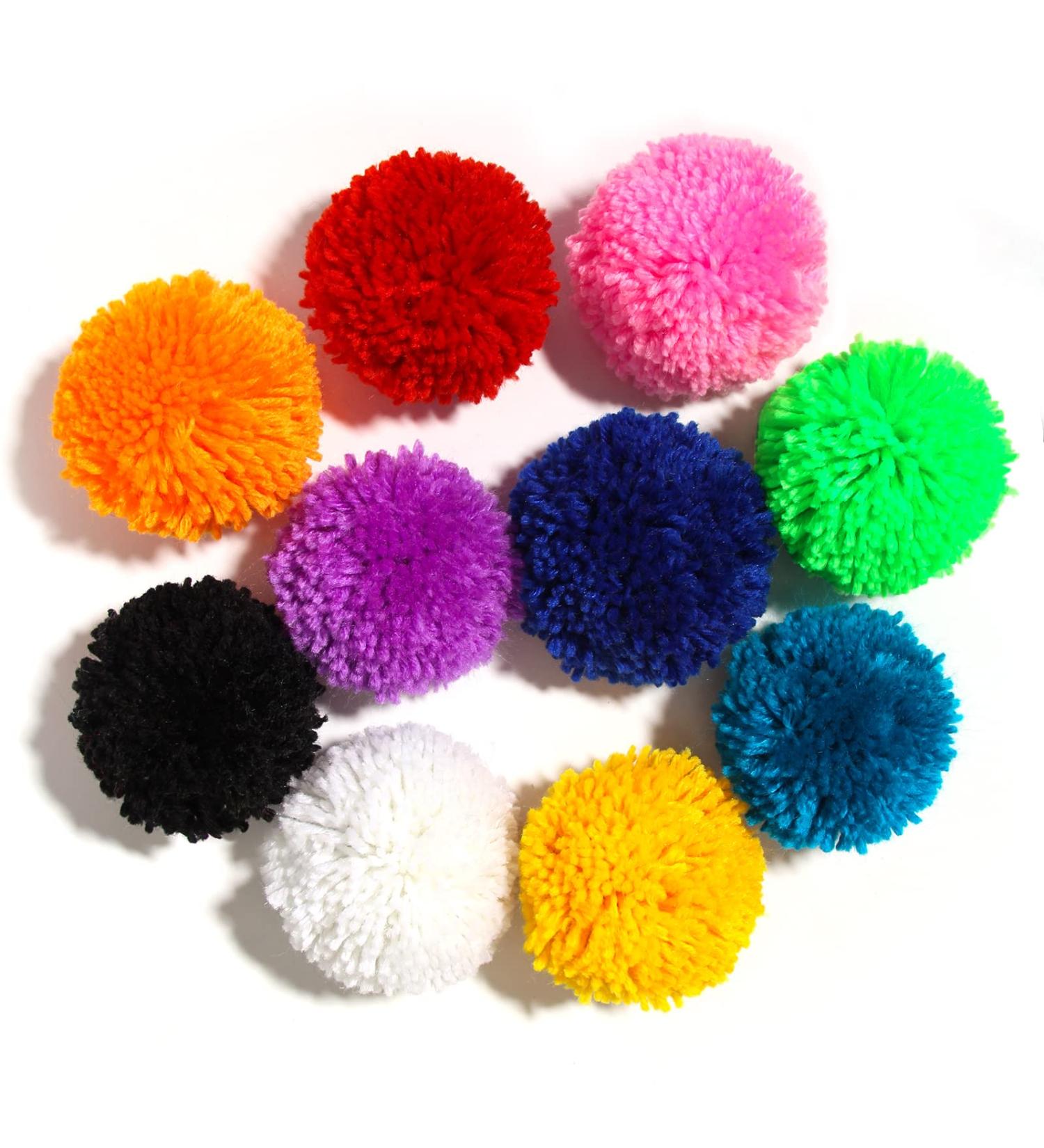 10 Pcs Large Yarn Pom Poms - 3 Inch Acrylic Yarn Balls for Hats & Decorations - DIY Craft Pompoms - Buy Online on GoSupps.com