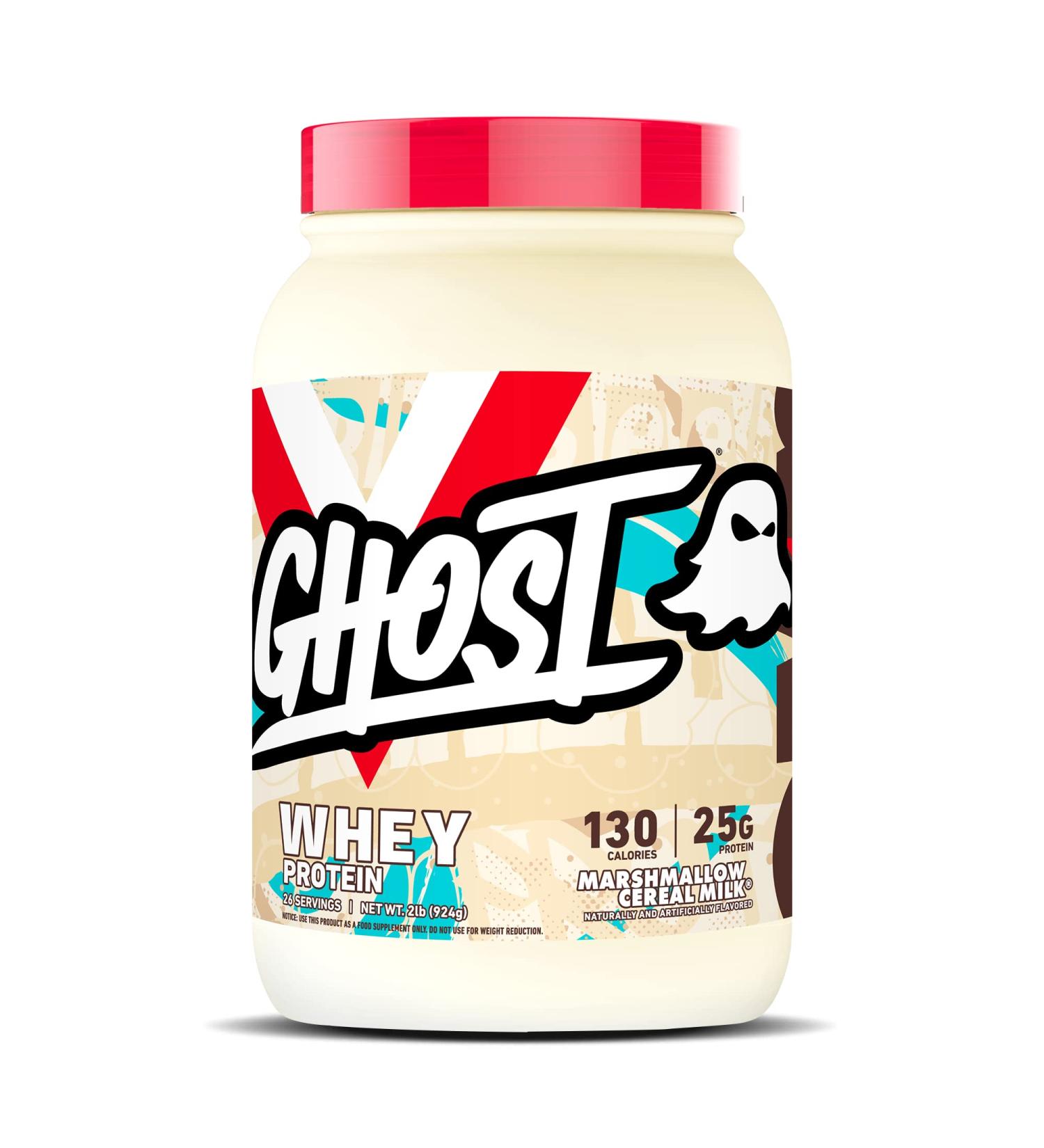 Ghost Whey Protein Powder Marshmallow Cereal Milk 2lb - 25g Protein - Whey Blend for Post Workout Shakes, Smoothies & Baking - Soy & Gluten-Free - Buy Online on GoSupps.com