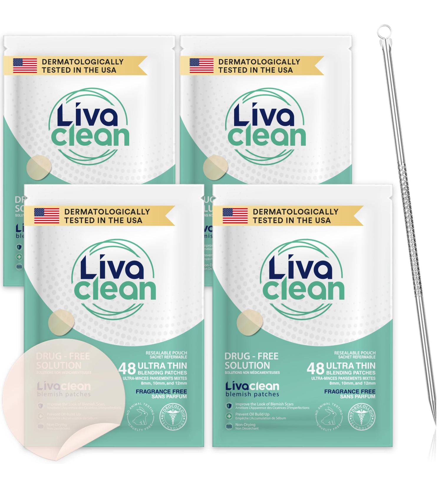 LivaClean (192 Count 4 Pack) Hydrocolloid Patches & Blackhead Tool Hydrocolloid Patches for Face Hydrocolloid Gunk Catcher Hydrocolloid Covers 4 Pack Regular plus BH Tool - Buy Online on GoSupps.com