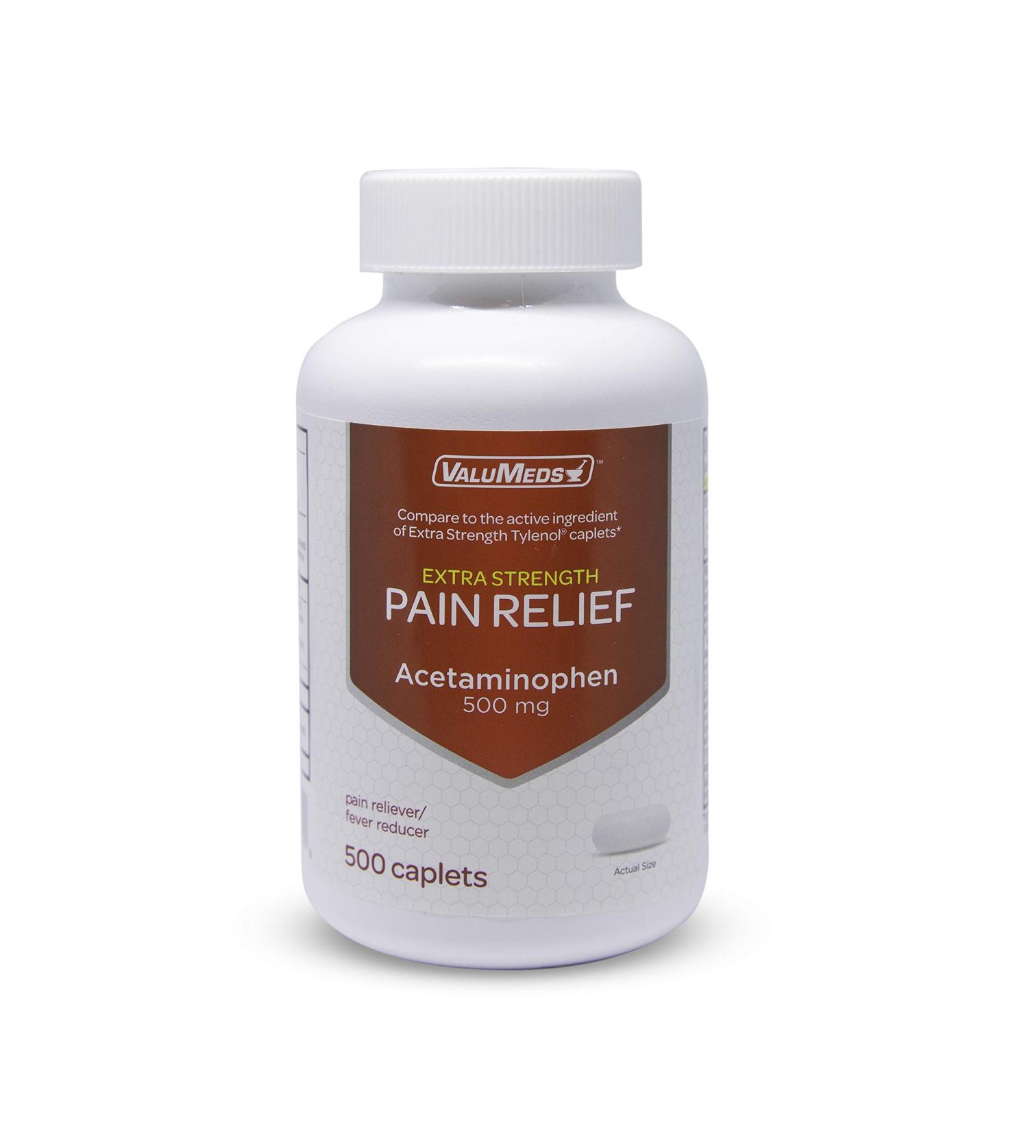 ValuMeds Acetaminophen 500mg Caplets - Extra Strength Pain Relief (500 Count) - Buy Online on GoSupps.com