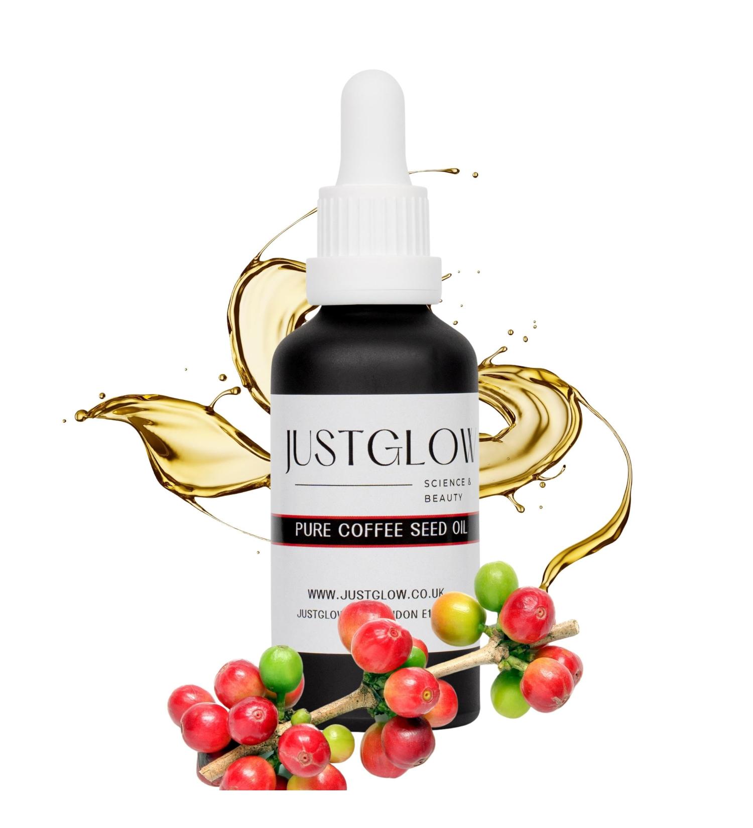 JustGlow Pure Green Coffee Seed Oil 50ml Hydrating Face Serum Natural Face Moisturiser Collagen Booster and Glow Serum All-in-One Skincare Set for Dry and Oily Skin - Buy Online on GoSupps.com