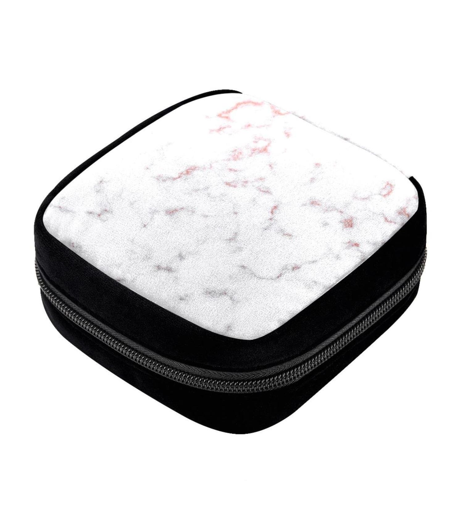 GIAPB Period Bag Sanitary Napkin Storage Holder | White Rose Gold Marble Makeup Pouch - Buy Online on GoSupps.com