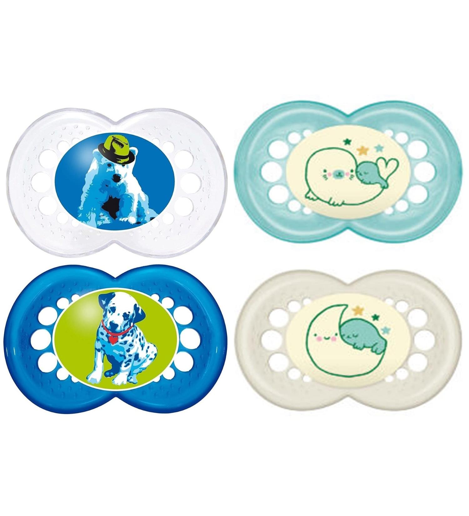 MAM Day & Night Pacifier Set for Boys 6-16 Months - 4 Animal Motif Pacifiers | International Shipping - Buy Online on GoSupps.com