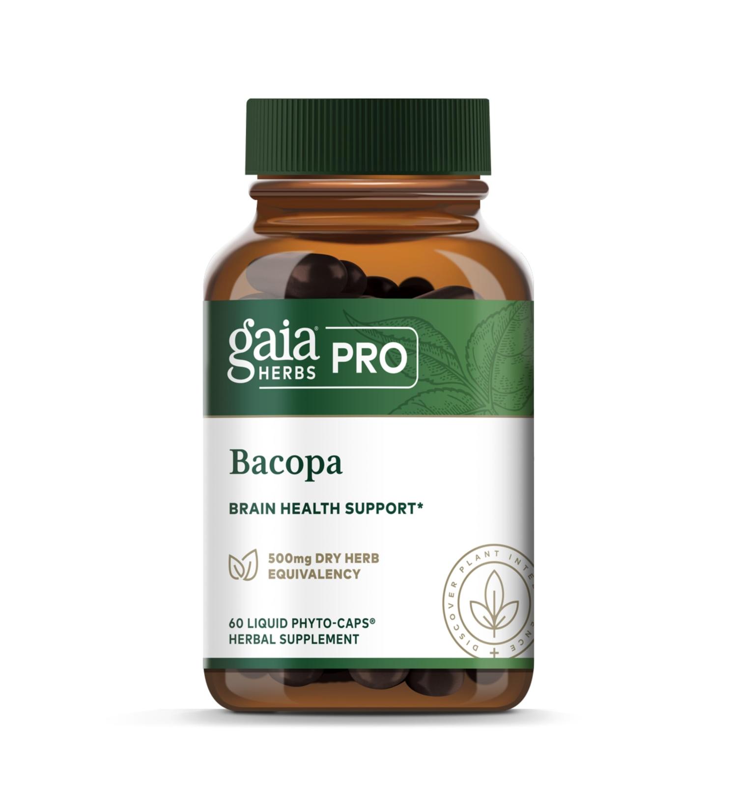 GAIA HERBS PRO Bacopa - Brain Health & Nootropic Support - 60 Liquid Phyto-Caps (30 Servings) - Buy Online on GoSupps.com