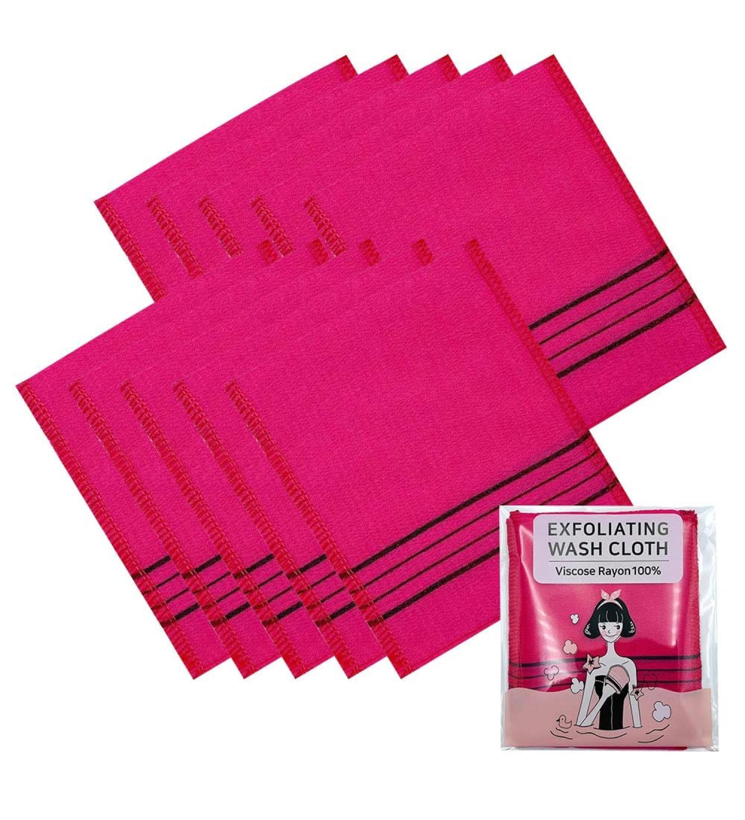 K-Beauty Peeling Gloves - 10 Red Reusable Korean Shower Gloves for Dead Skin Removal & Pore Cleansing - Buy Online on GoSupps.com