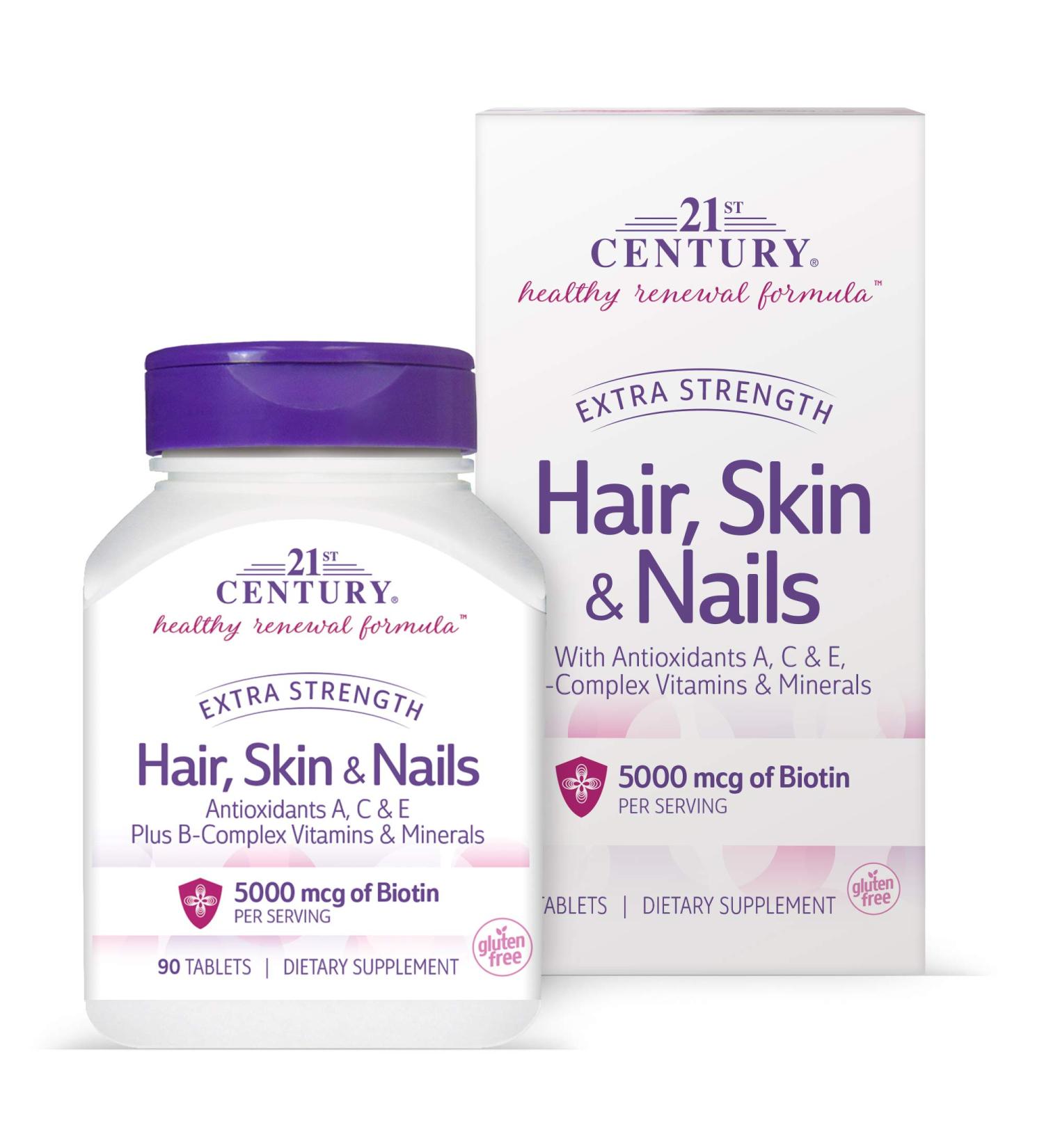 21st Century Hair Skin & Nails Extra Strength â€“ 90 Tablets for Healthy Hair & Skin - Buy Online on GoSupps.com