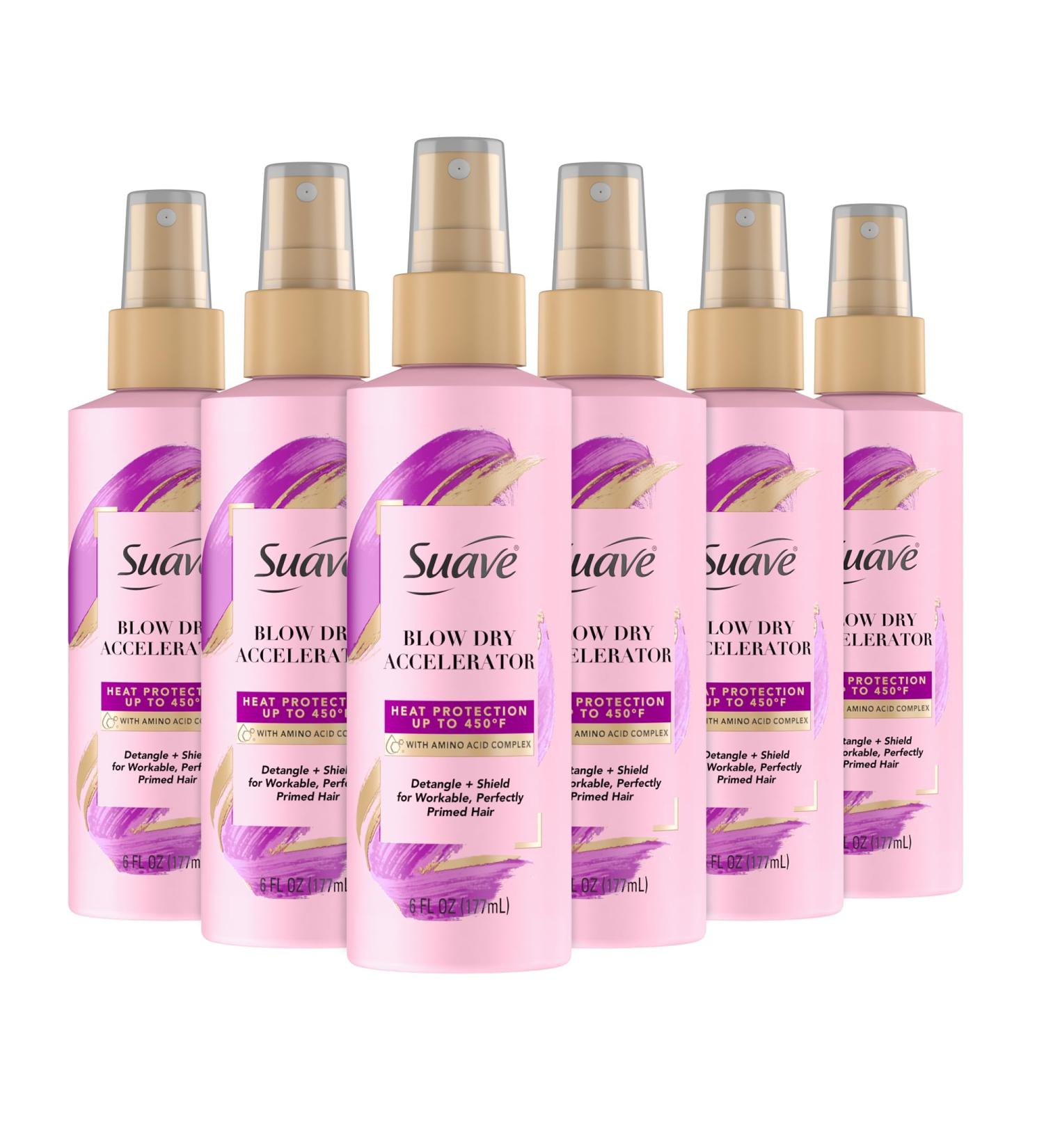 Suave Heat Protection Spray For Hair and Detangler Spray Heat Spray Protection For Hair Up To 450 F 6Oz (Pack of 6) - Buy Online on GoSupps.com