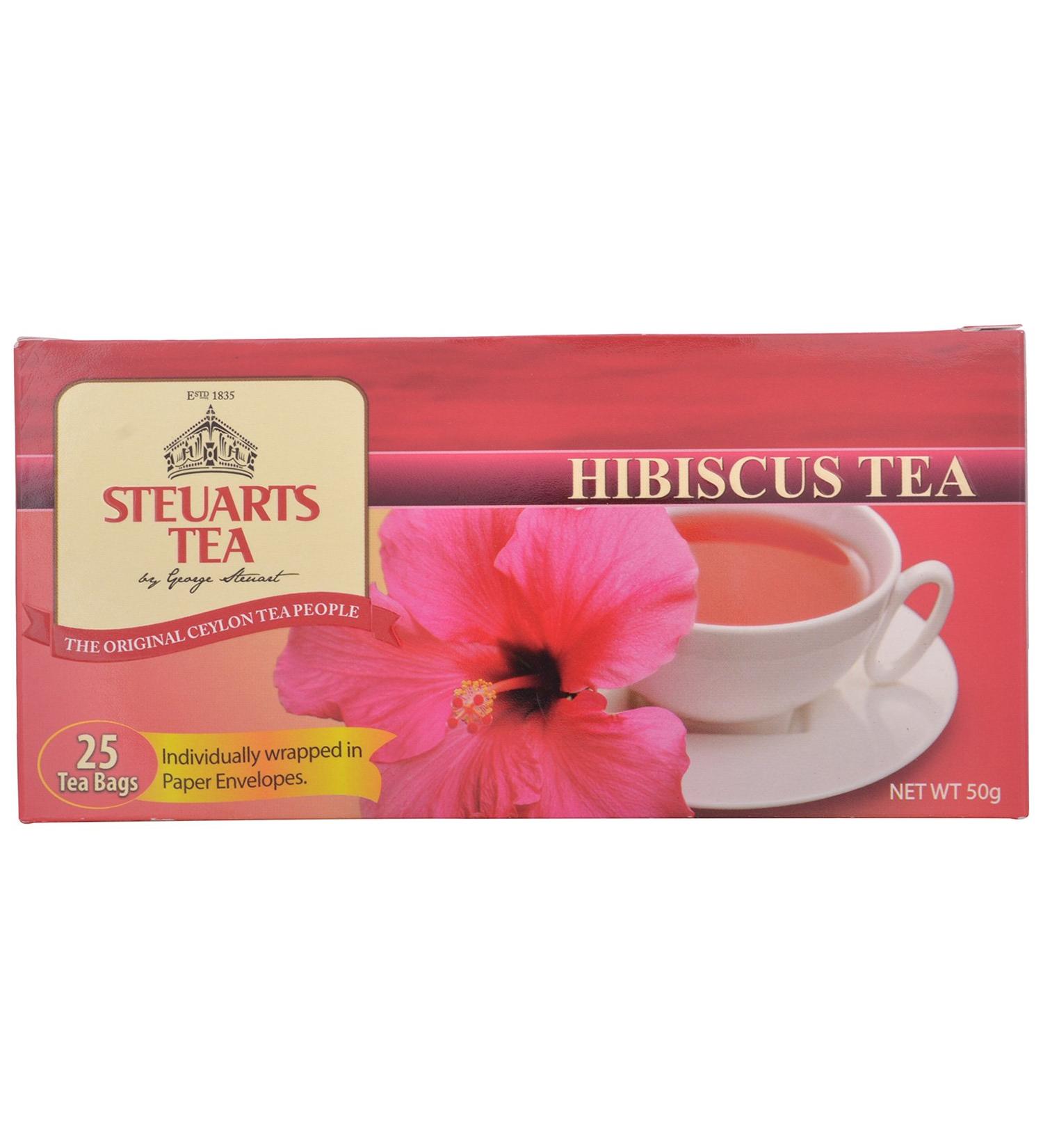 Steuarts Tea - Hibiscus Tea 25 Tea bags 50g |Pure Natural Hibiscus Herbal Tea Bags | Caffeine Free | Traditional Healing - Buy Online on GoSupps.com