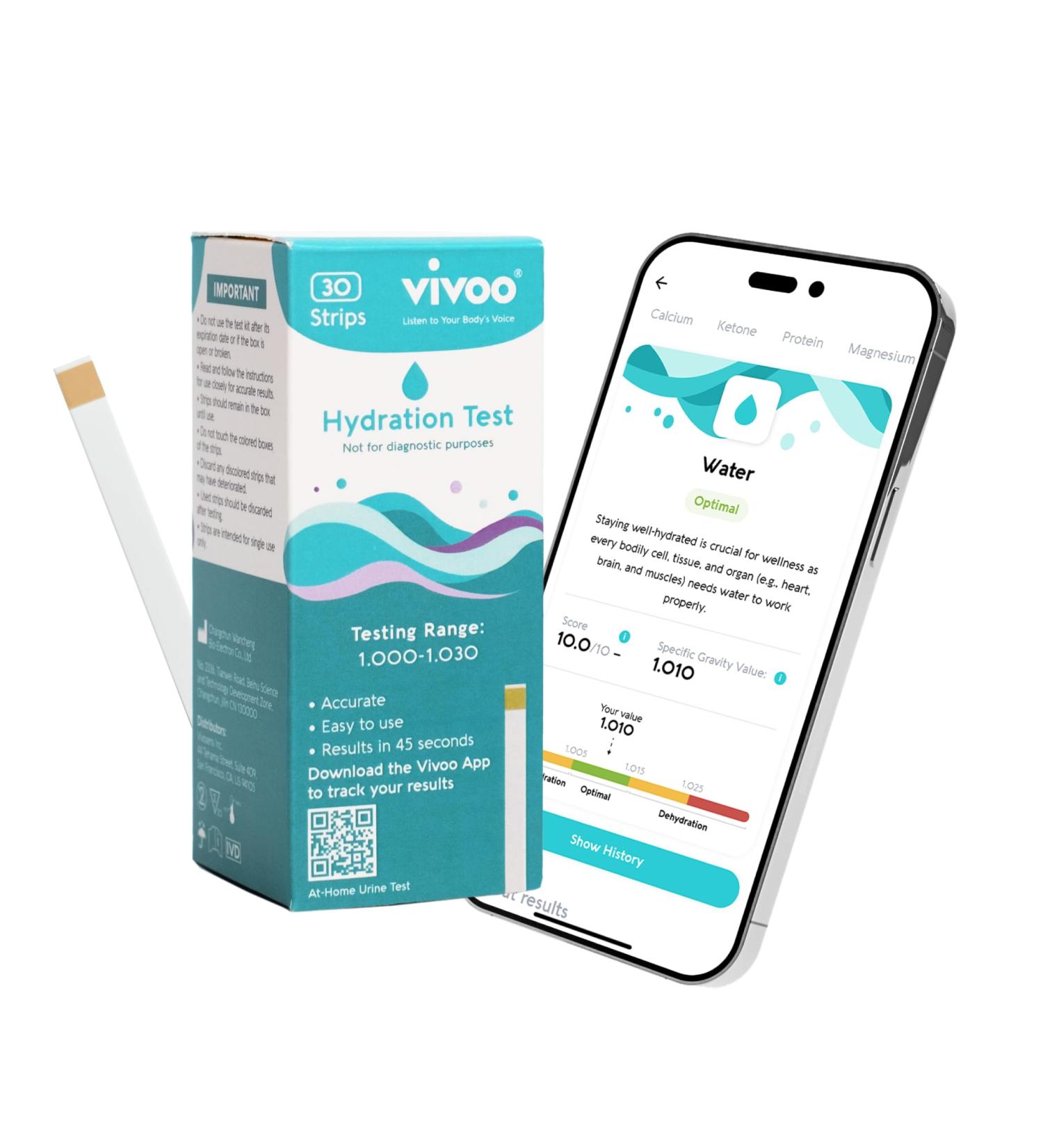 Vivoo Hydration Test Strips | Fast & Accurate Results in 45 Seconds | Optimize Hydration Levels Affordably - Buy Online on GoSupps.com
