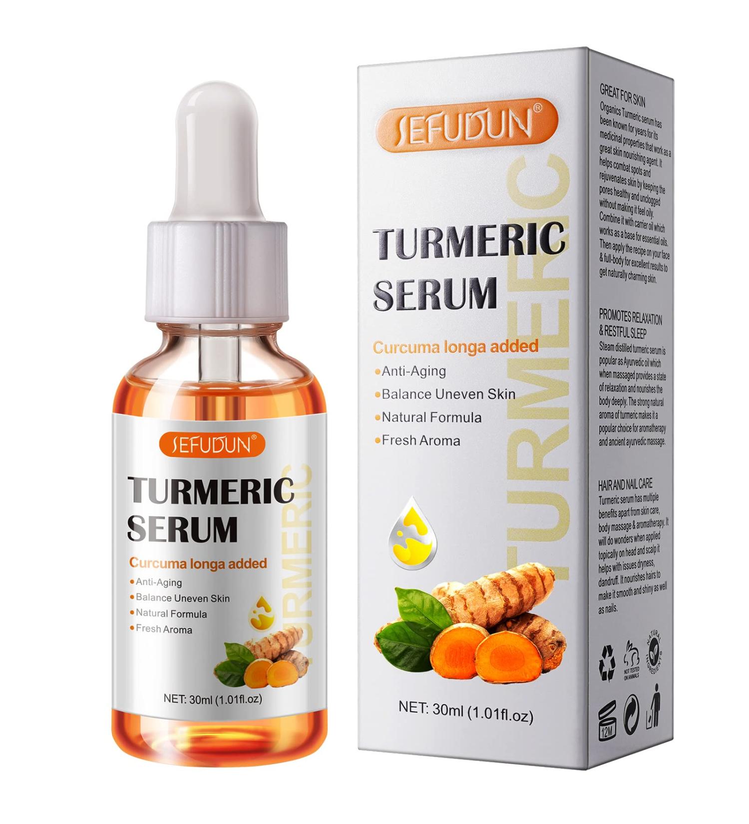 Turmeric Dark Spot Corrector Serum - Acne, Hyperpigmentation, Smooth Skin - Hyaluronic Acid, Vitamin C & E - 1.01 FL.OZ - Buy Online on GoSupps.com
