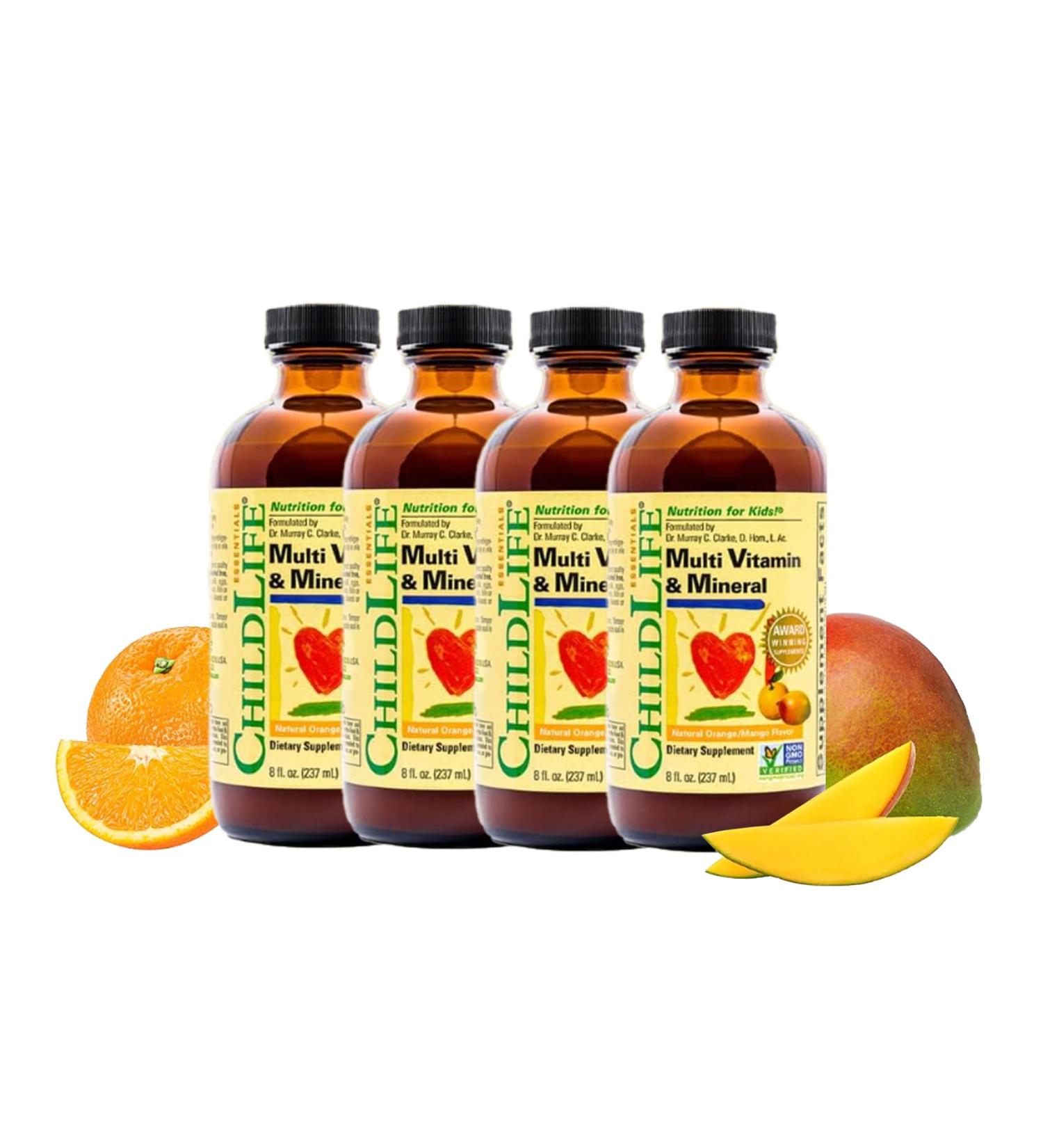 CHILDLIFE ESSENTIALS Kids Multivitamin & Mineral - Kids Vitamins Liquid Multivitamin for Kids Toddler Multivitamins Liquid Vitamins Baby Multivitamin - Natural Orange & Mango 8 Fl Oz (Pack of 4) Orange Mango 8 Fl Oz (P  - Buy Online on GoSupps.com