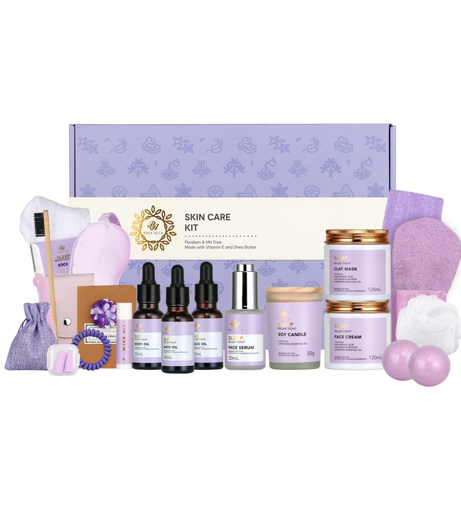 Mothers Day Spa Set with Hyaluronic Acid, Vitamin E, and Lavender Essential Oil - Facial Skin Care and Bath Spa Kit for Self-Care Relaxation - Buy Online on GoSupps.com