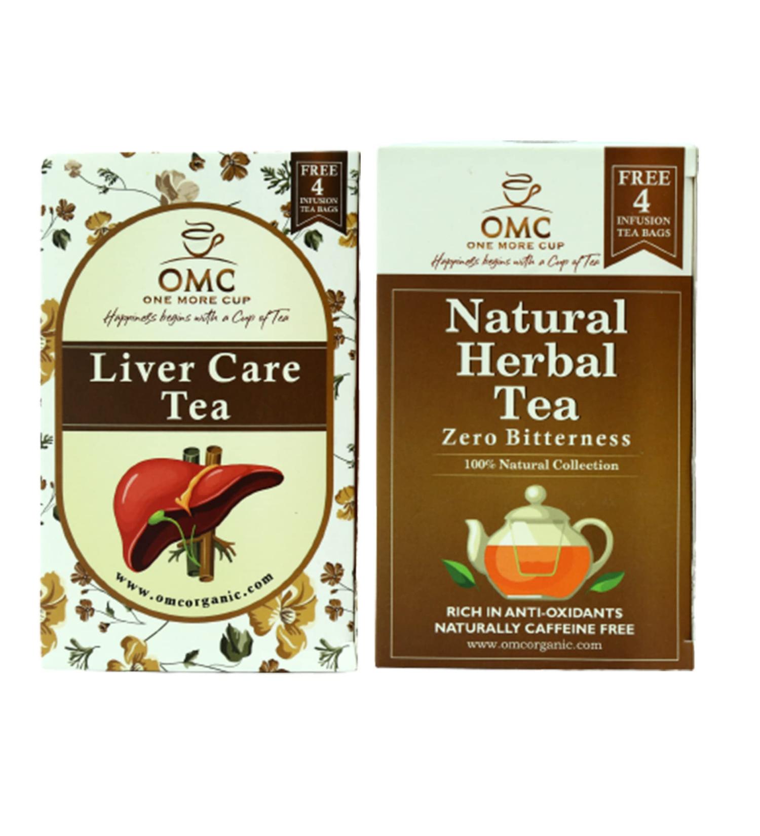 One More Cup Herbal Tea & Liver Care Tea With Lemon Flavor Caffeine Free Tea Bags Natural Tea (Total 40 Tea Bags) - Buy Online on GoSupps.com